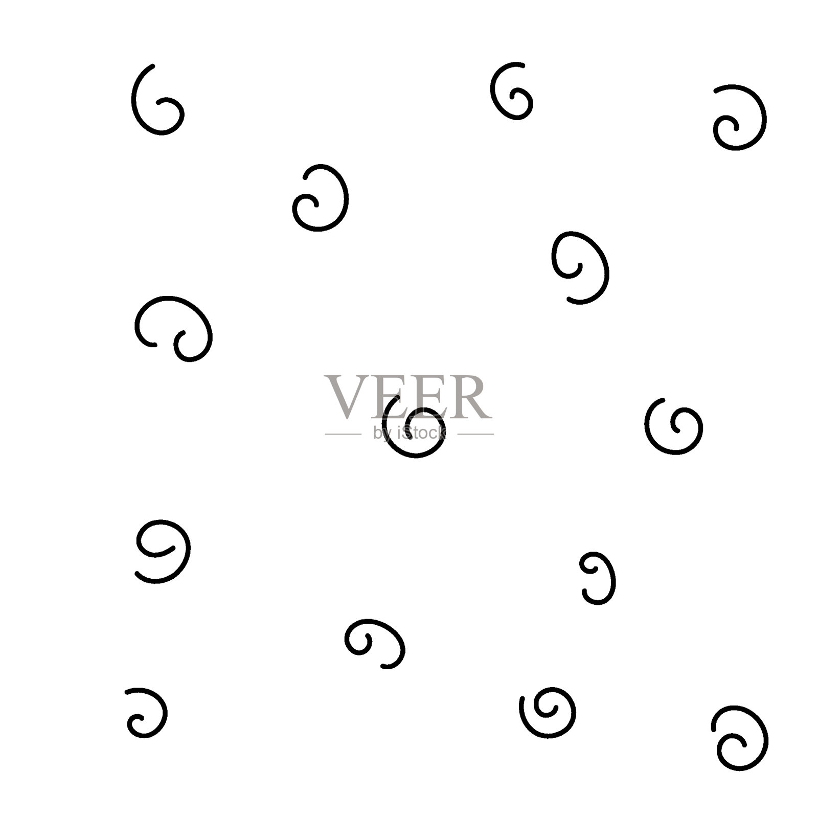 卷发,漩涡。手绘涂鸦背景插画图片素材