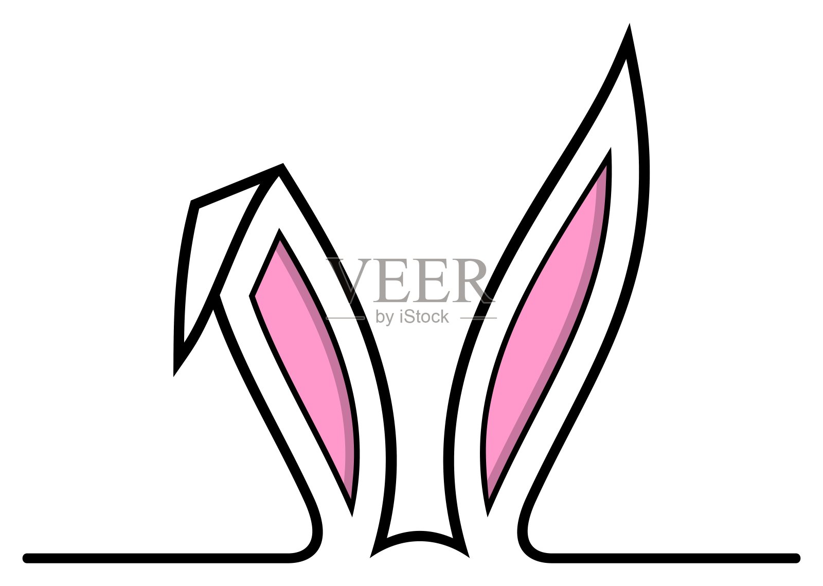 复活节兔子耳朵载体。孤立的背景。插画图片素材