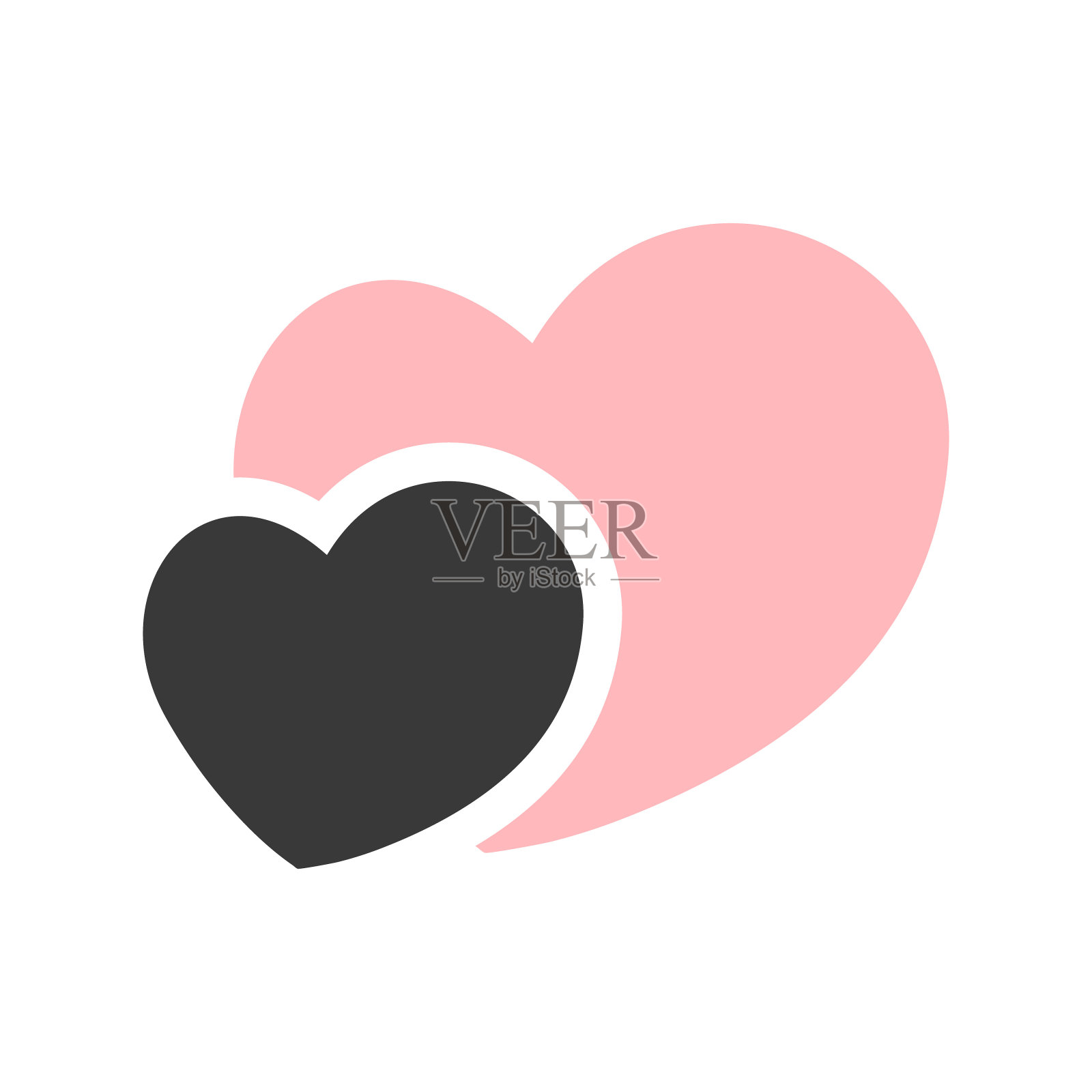 黑色和粉色的心插画图片素材