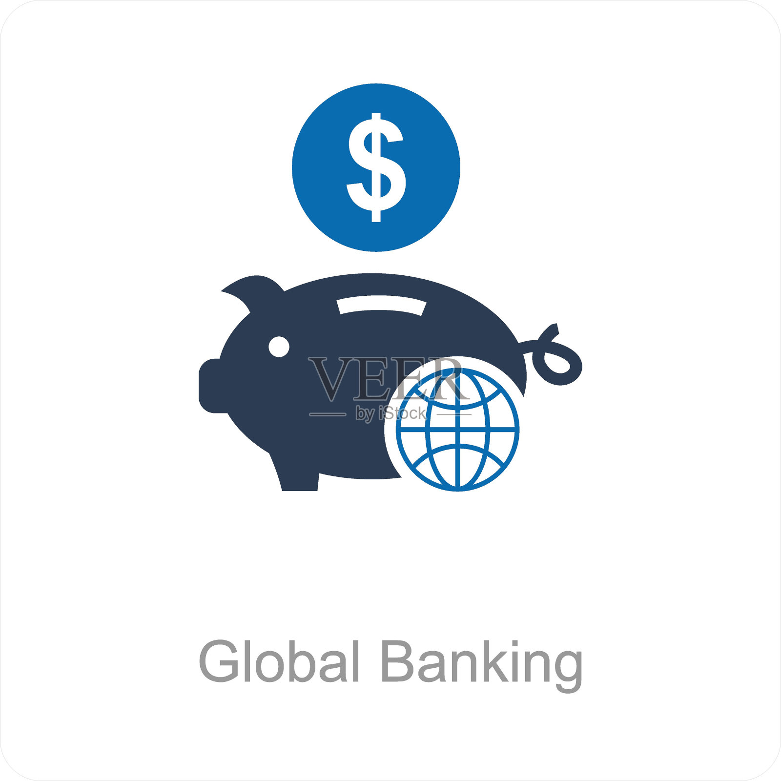 全球银行和银行图标概念插画图片素材