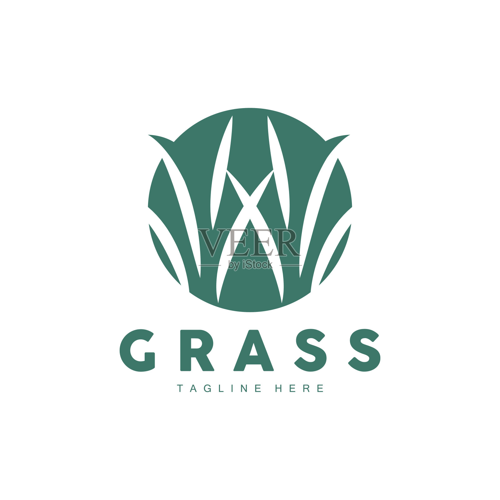 绿草标志设计，农场景观插图，自然风景矢量插画图片素材