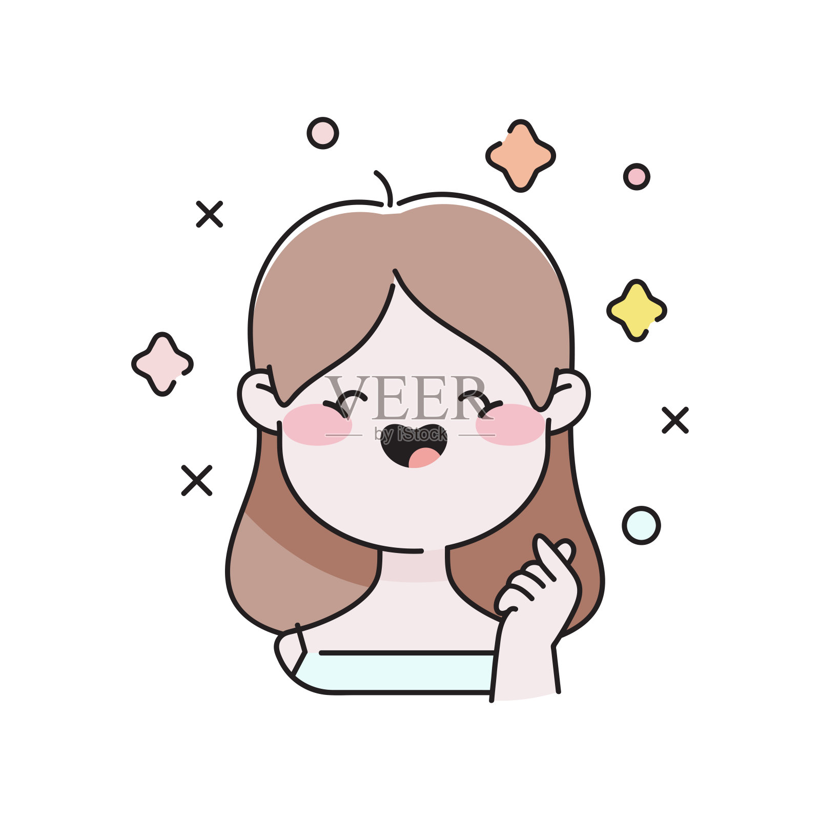 一个年轻的女人在美发治疗或护理化妆品程序后拥有美丽的皮肤，享受她美丽和新鲜的皮肤。矢量卡通护肤概念插图。插画图片素材