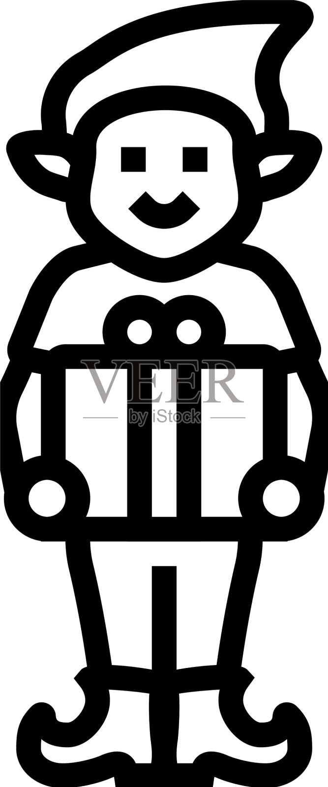 精灵圣诞线图标设计元素图片