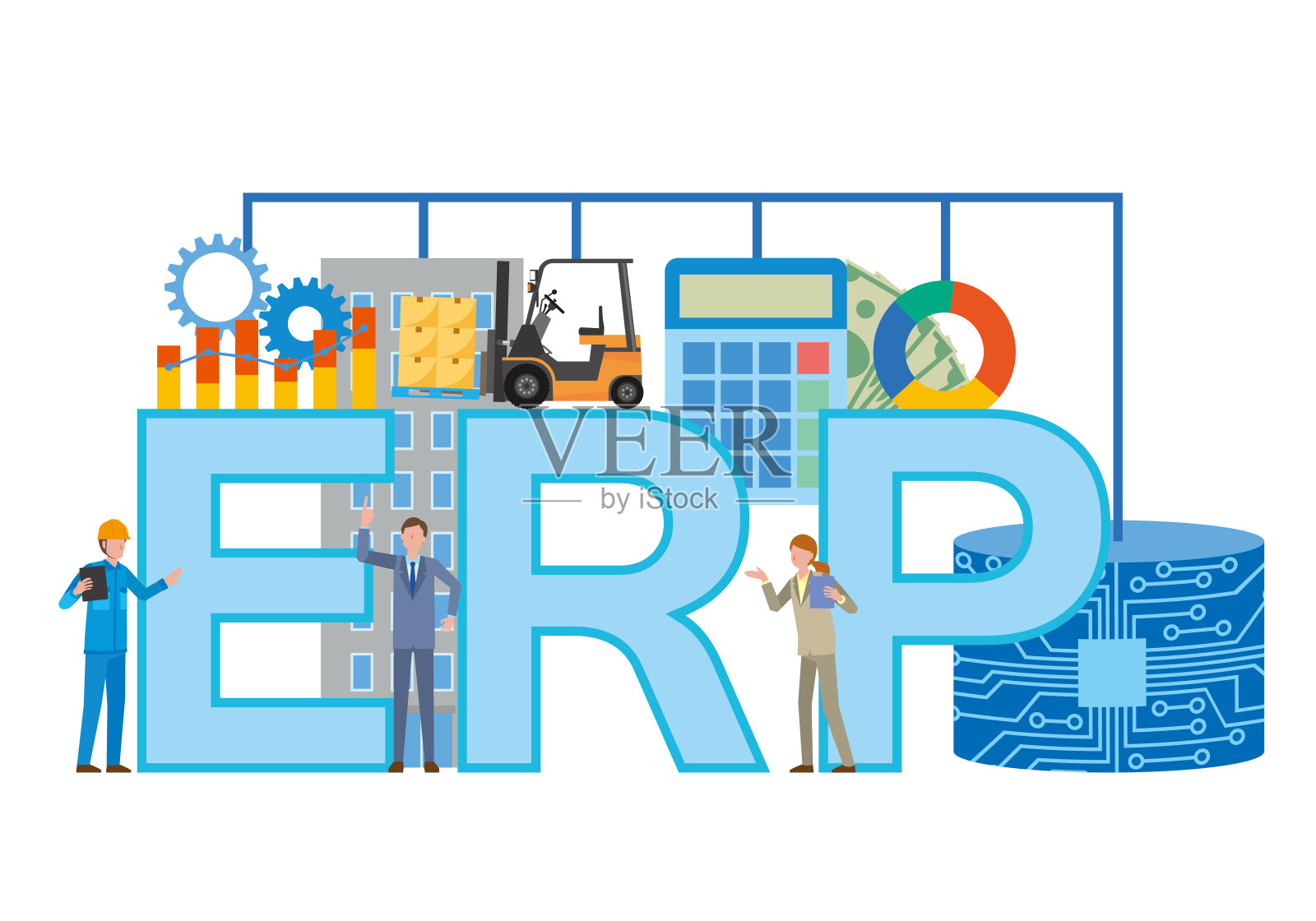 企业资源规划插画图片素材
