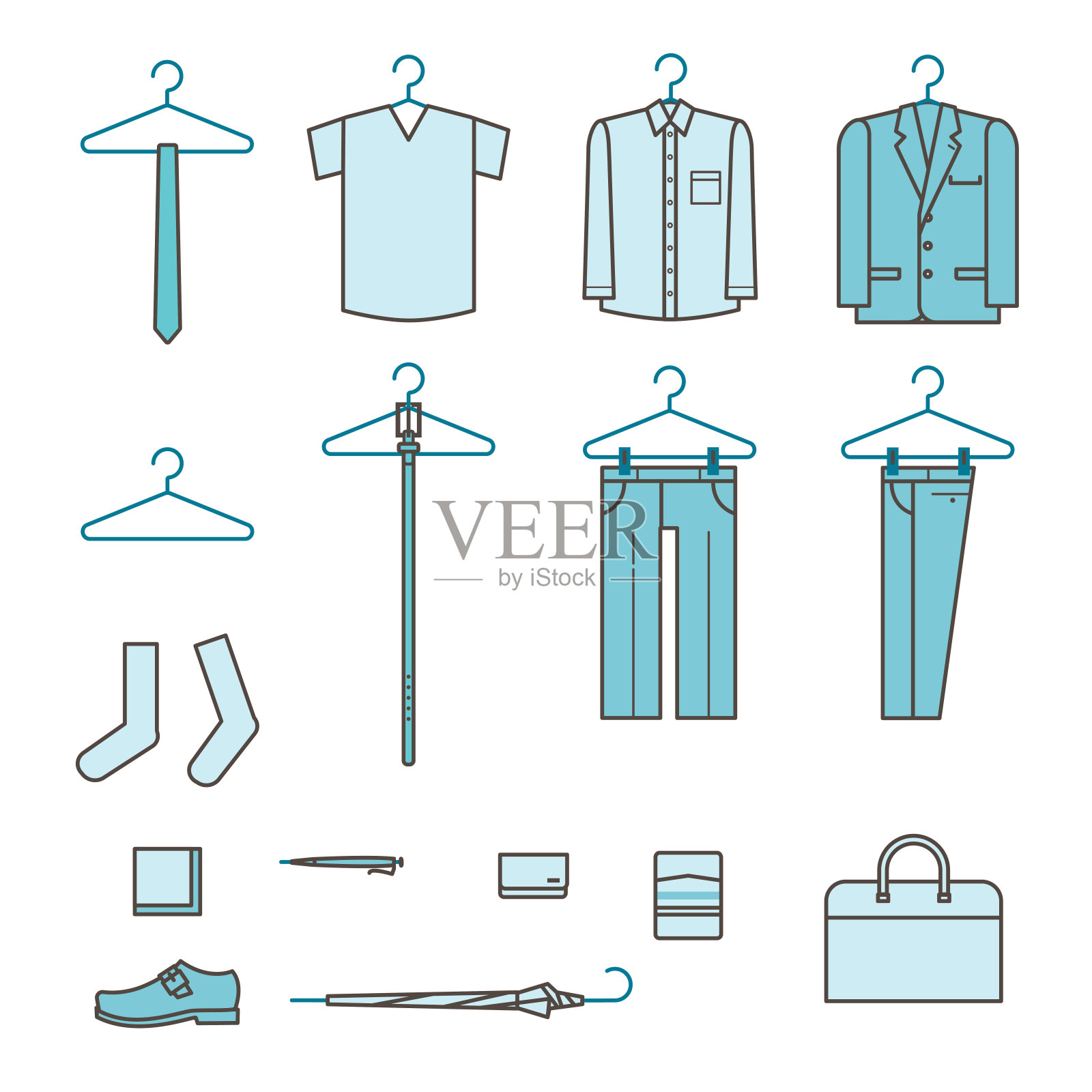 西装和商务项目图标简单插图集材料插画图片素材