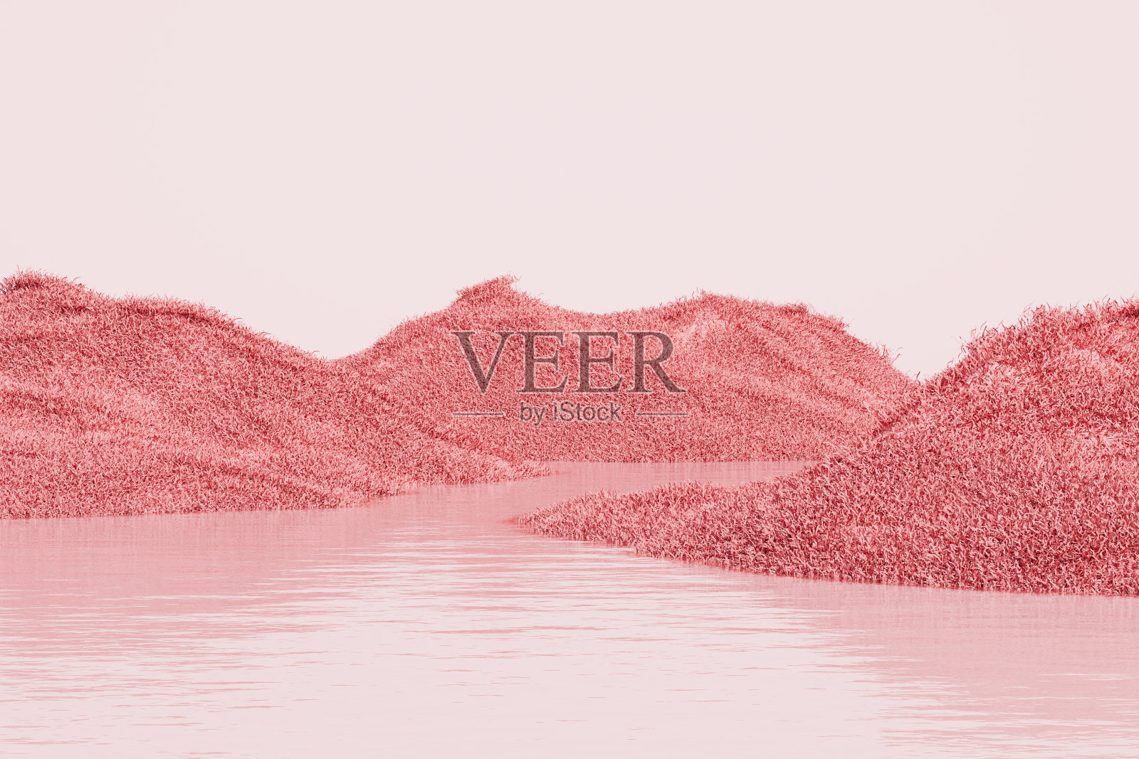 3d渲染玻璃站背景与水照片摄影图片