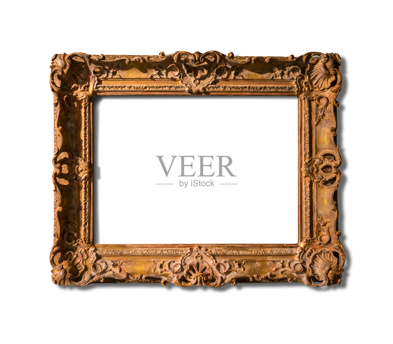 空白金框架孤立在白色背景照片摄影图片