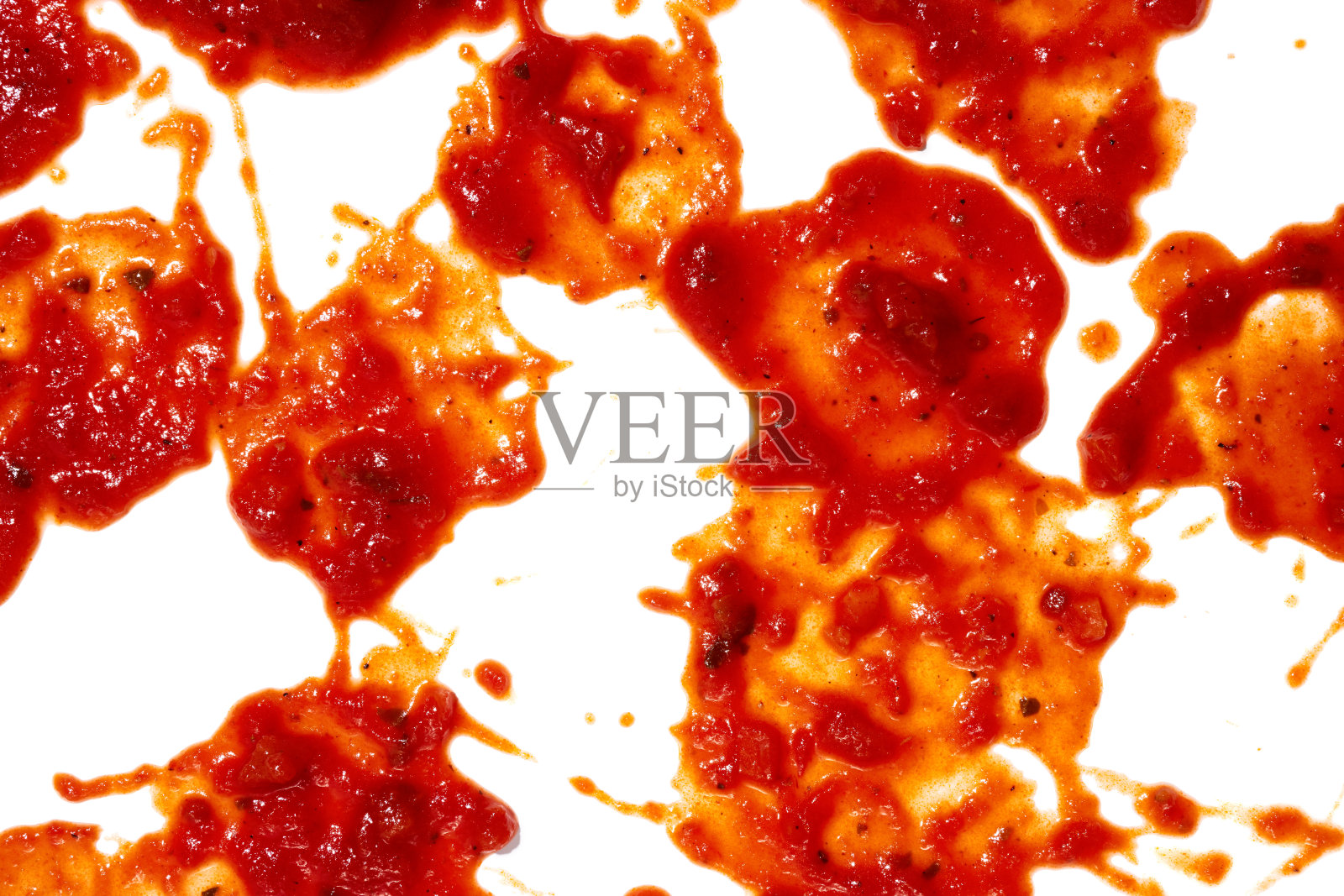 蘸番茄酱斑点和污渍孤立在白色背景上照片摄影图片