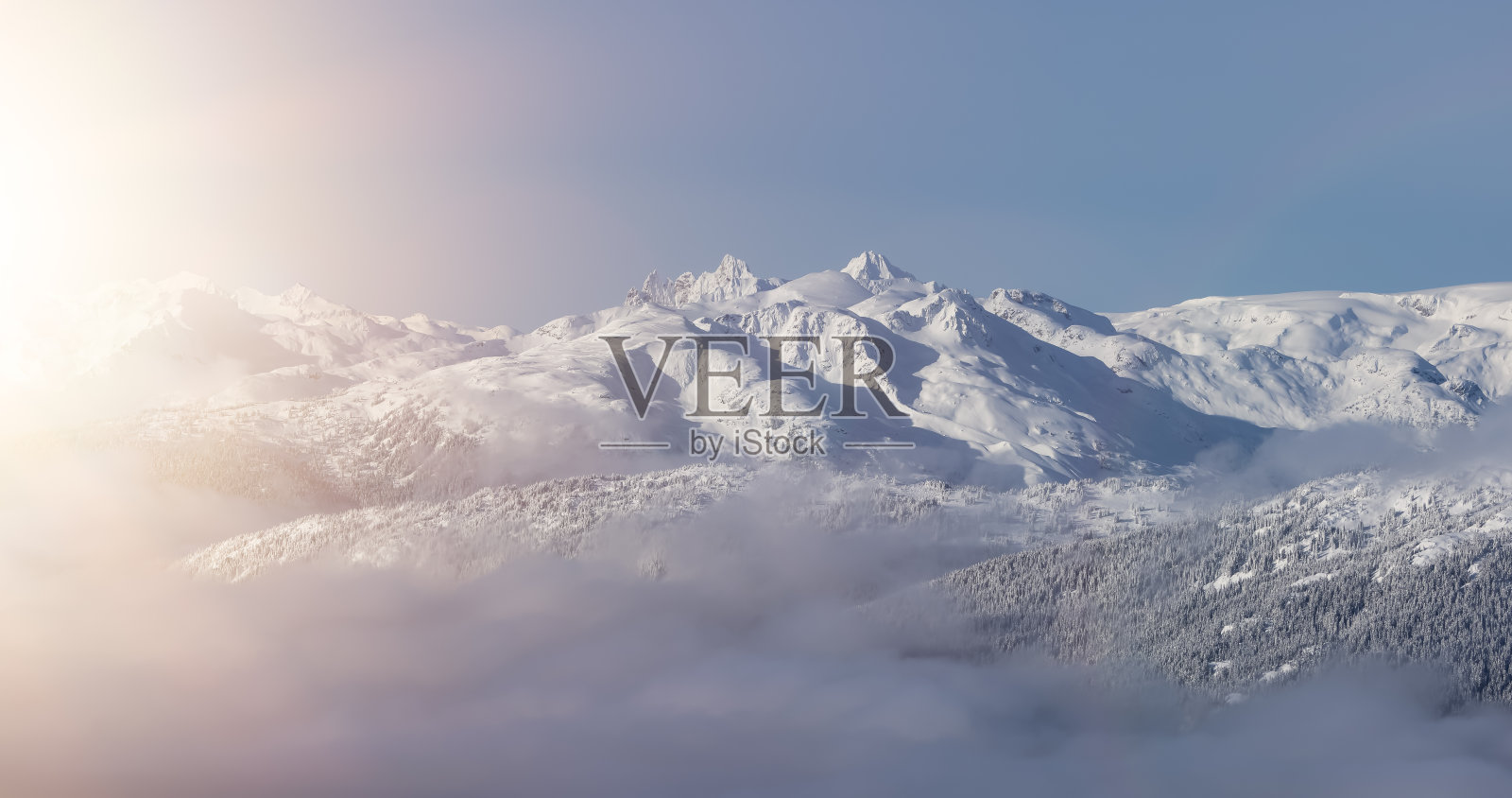 白雪覆盖的加拿大自然风光背景：惠斯勒照片摄影图片