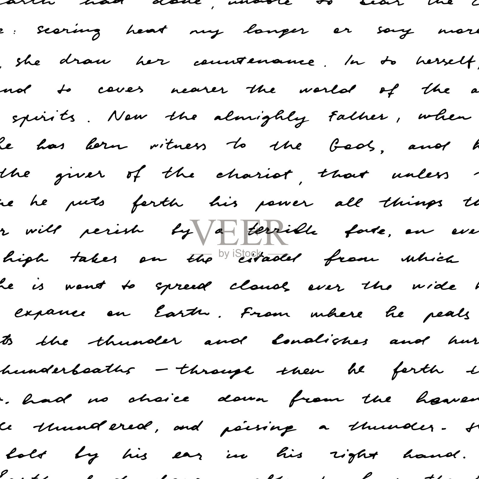 无缝图案与难以辨认的手写诗歌。插画图片素材