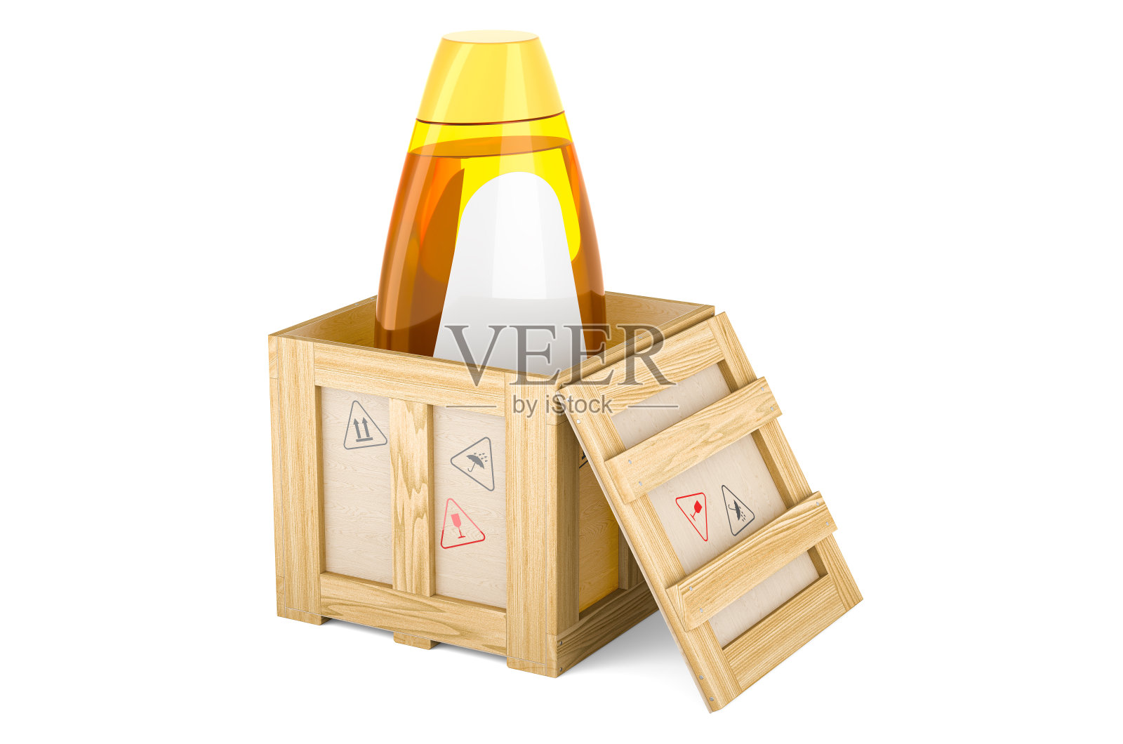 香波瓶内装木盒，送货理念。三维渲染照片摄影图片