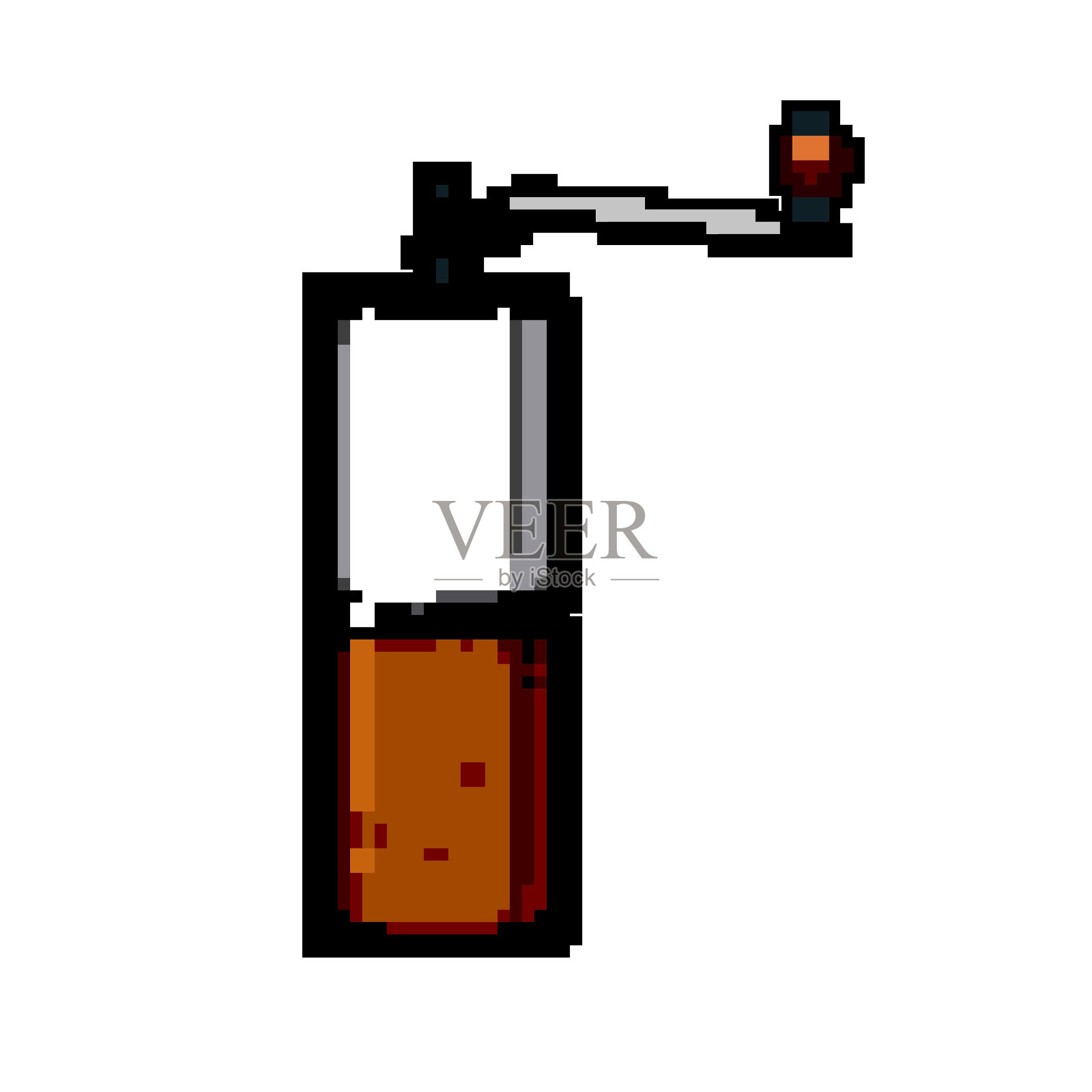 厨房磨咖啡研磨机手动游戏像素艺术矢量插图插画图片素材