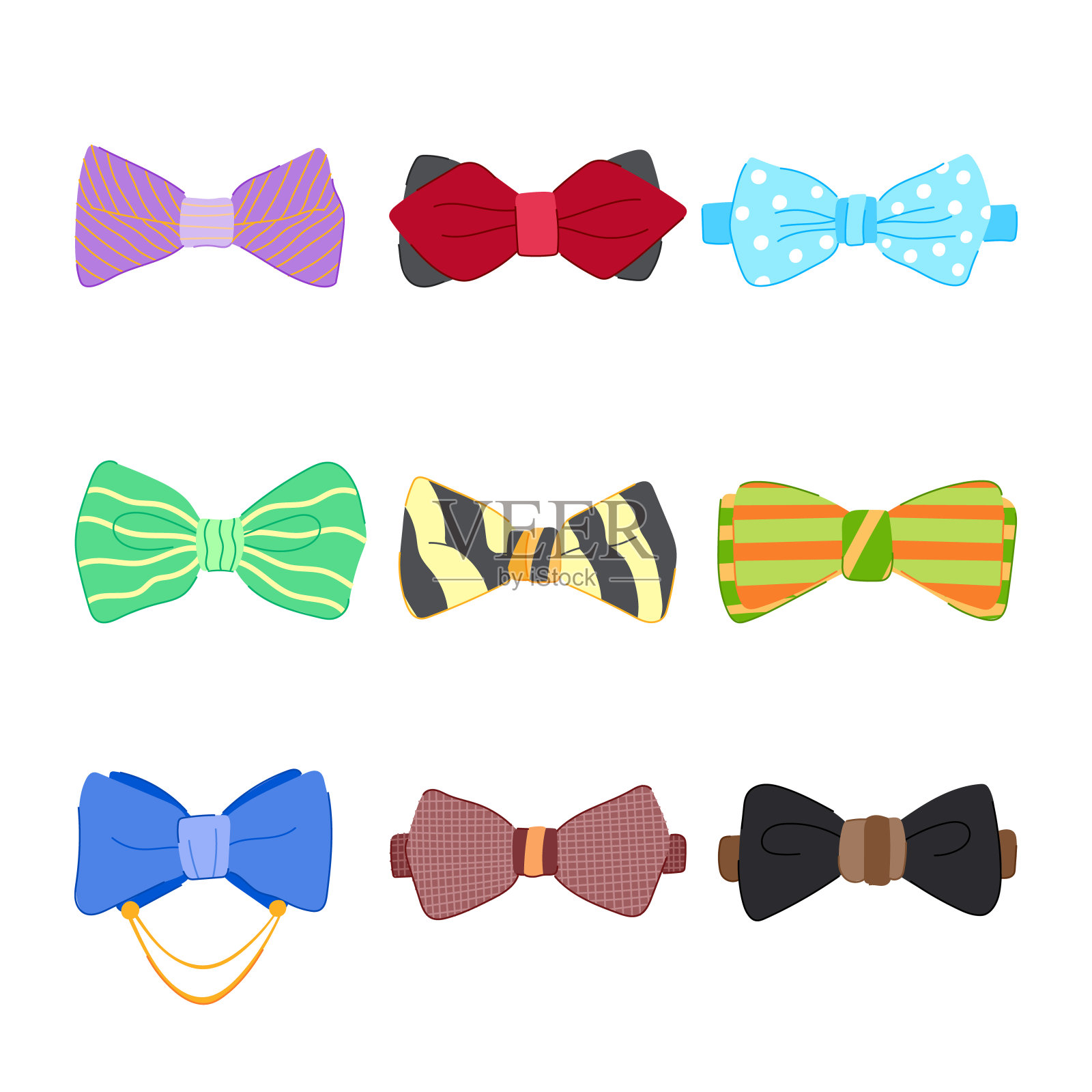 领结男子设置卡通矢量插图插画图片素材