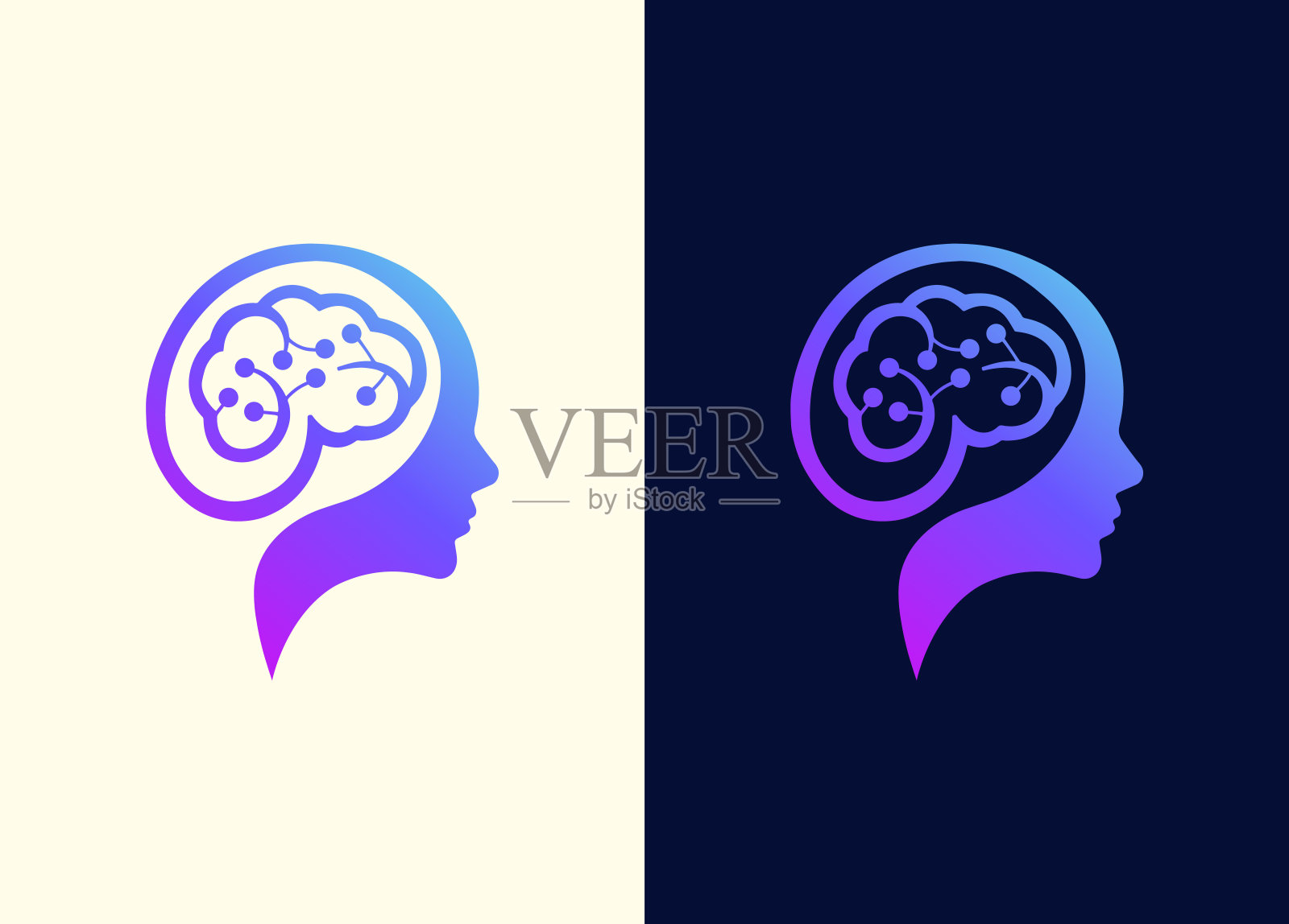 大脑科技的标志。大脑科技标志和人头标志设计插画图片素材