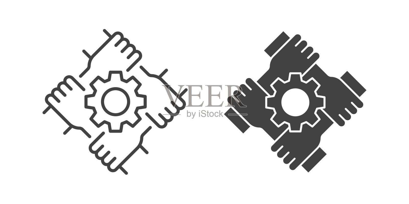 伙伴关系线图标。象征友谊，支持，慈善。矢量插图。图标素材