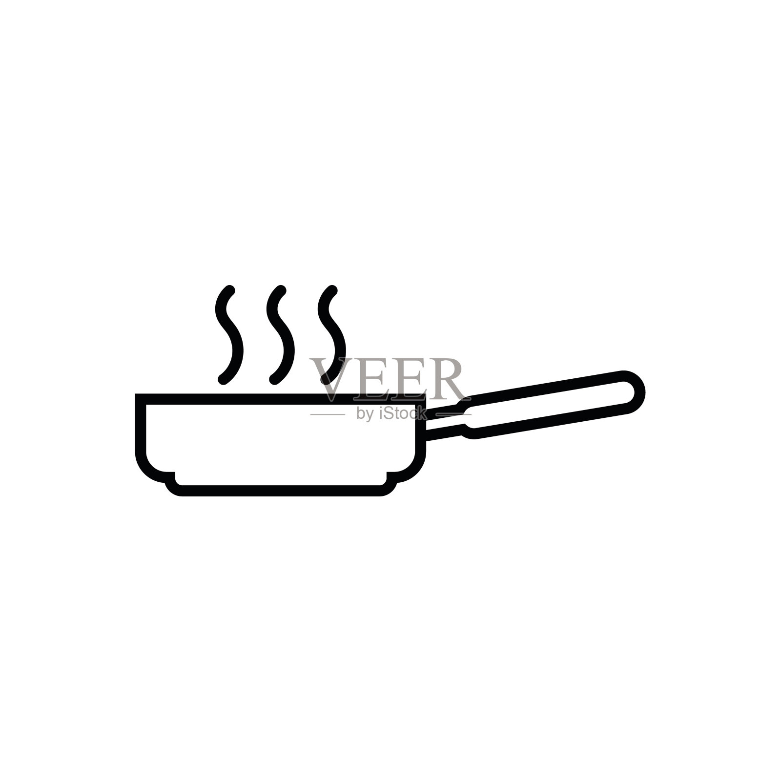 煎锅线集图标，烹饪食品标志矢量插画图片素材