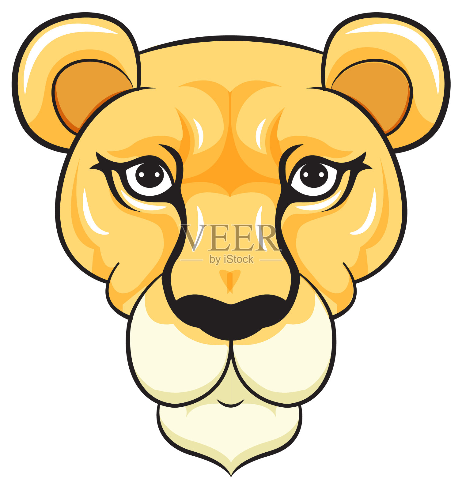 卡通风格的狮子脸插画图片素材