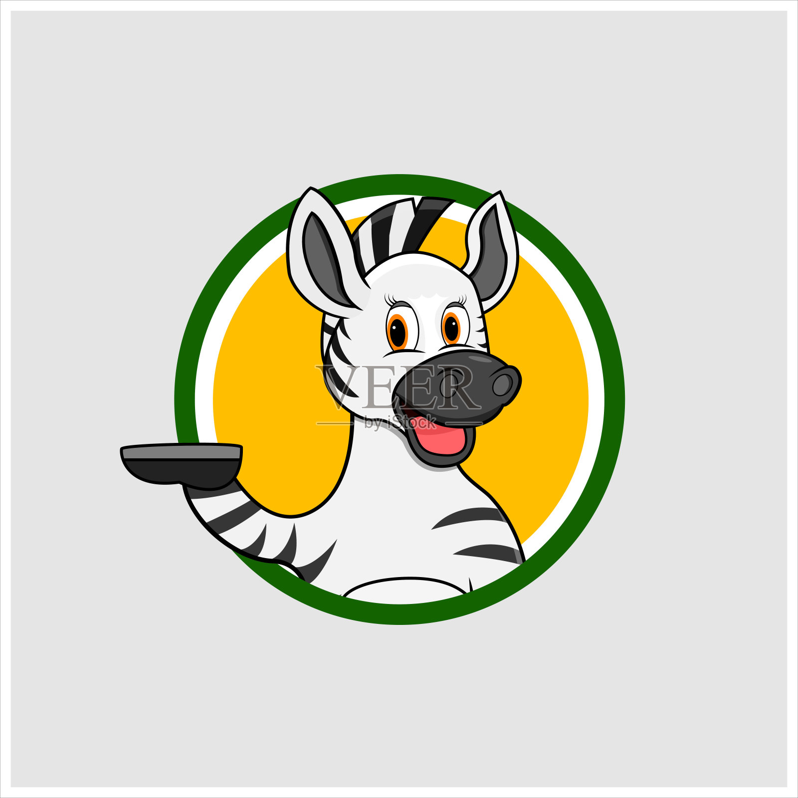 斑马头圈标签与有趣的微笑表达插画图片素材