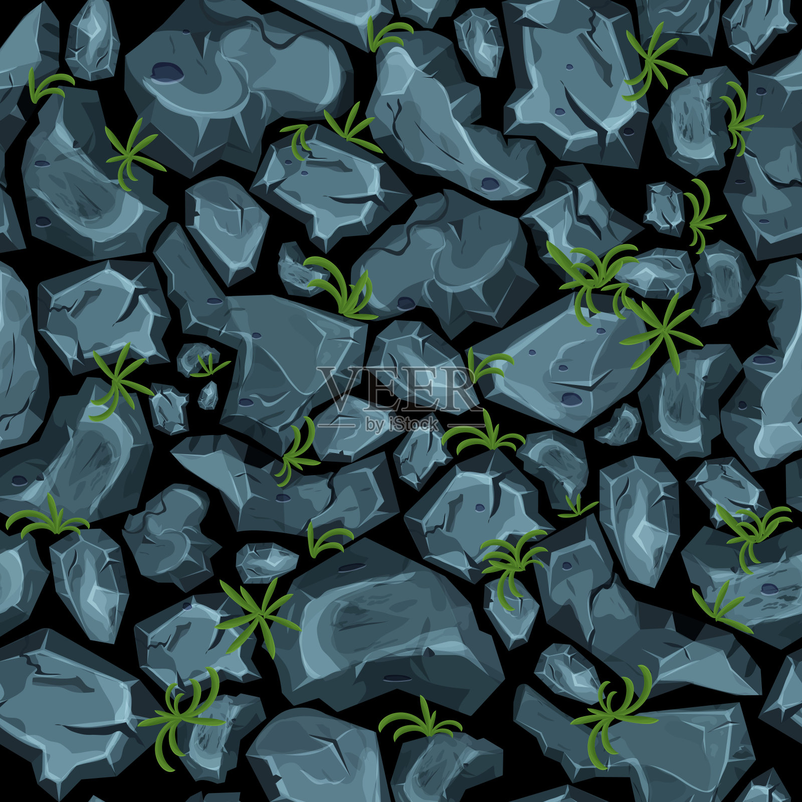 石墙由砖，岩石，游戏背景在卡通风格，无缝纹理表面。Ui游戏资产，道路或地板材料。矢量图插画图片素材