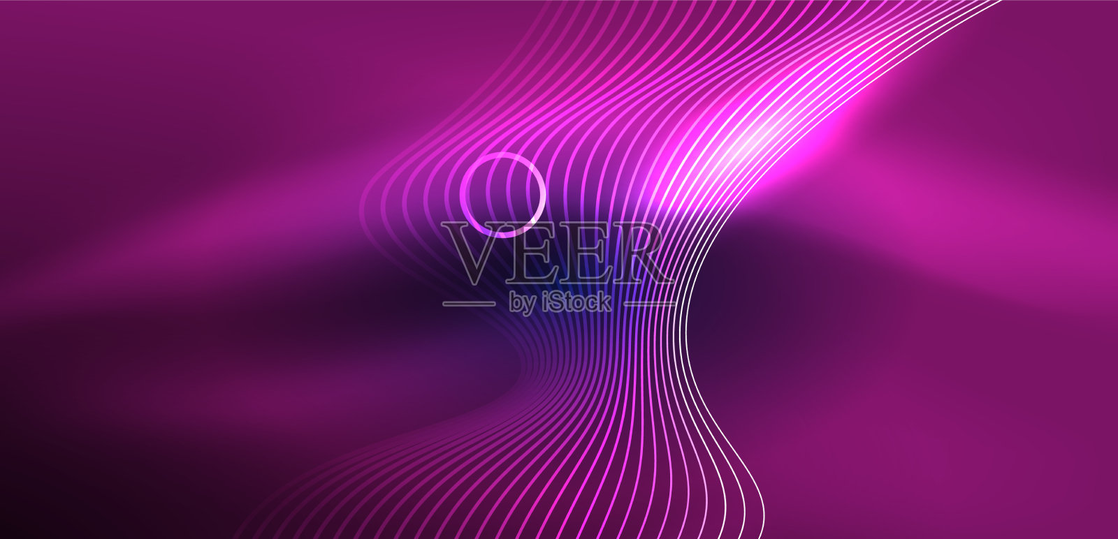 霓虹激光线，圆，波抽象插画图片素材