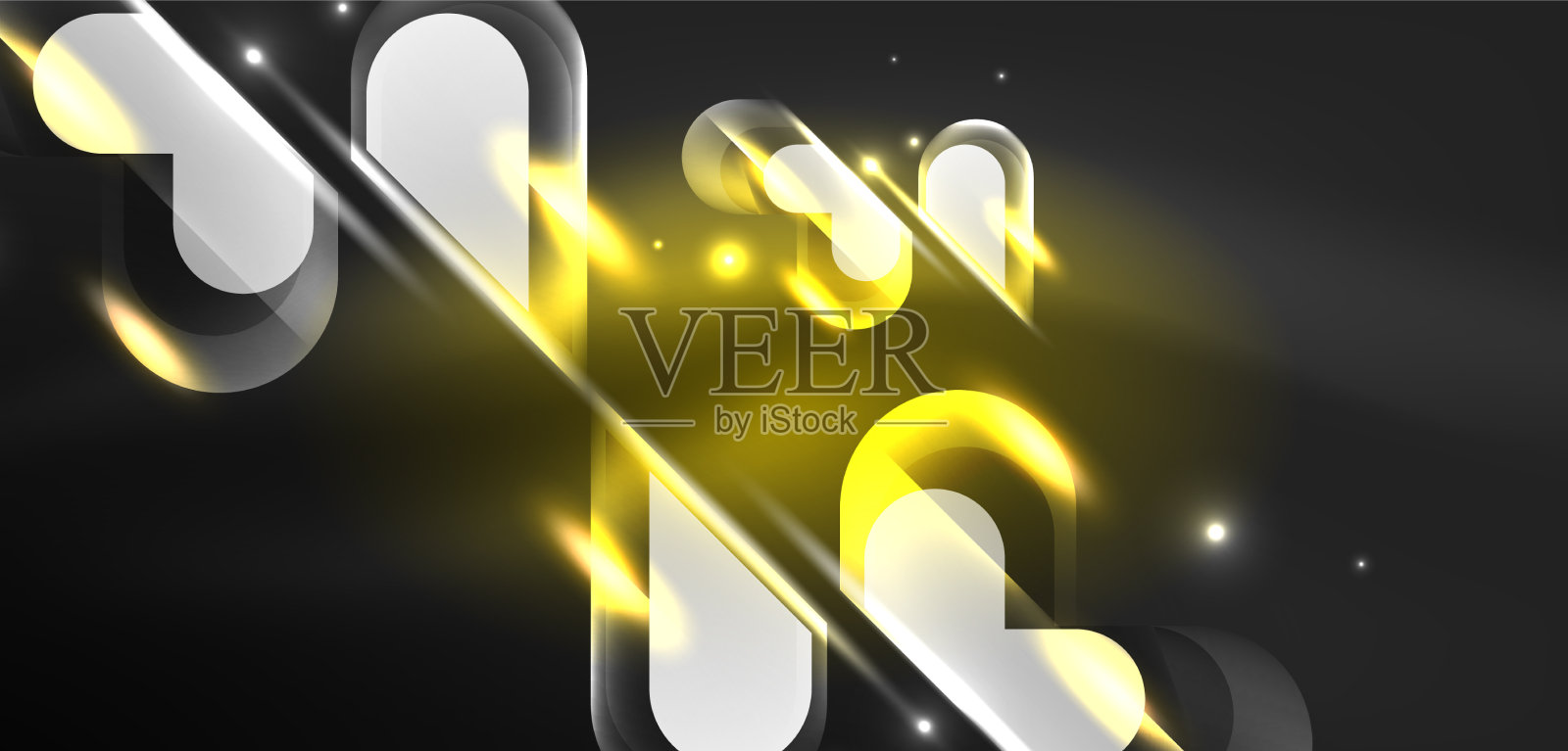 霓虹发光的几何形状抽象插画图片素材