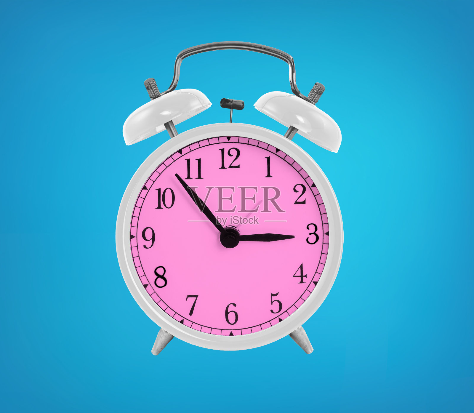 隔离的白色和粉色闹钟照片摄影图片