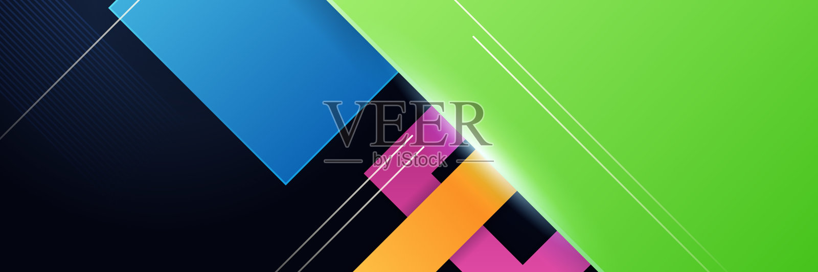 蓝黑橙色彩抽象现代插画图片素材