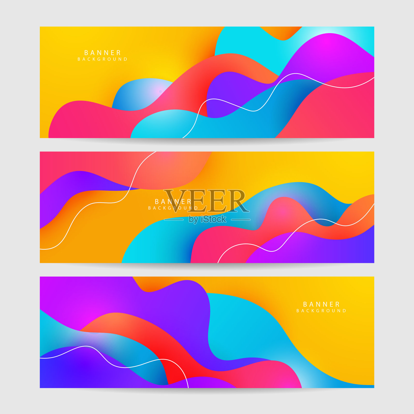 暗彩色彩色抽象横幅几何插画图片素材