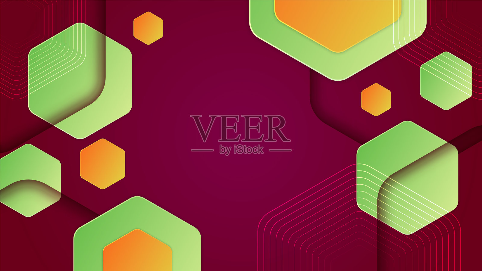 抽象的蓝色彩色几何光六边形插画图片素材