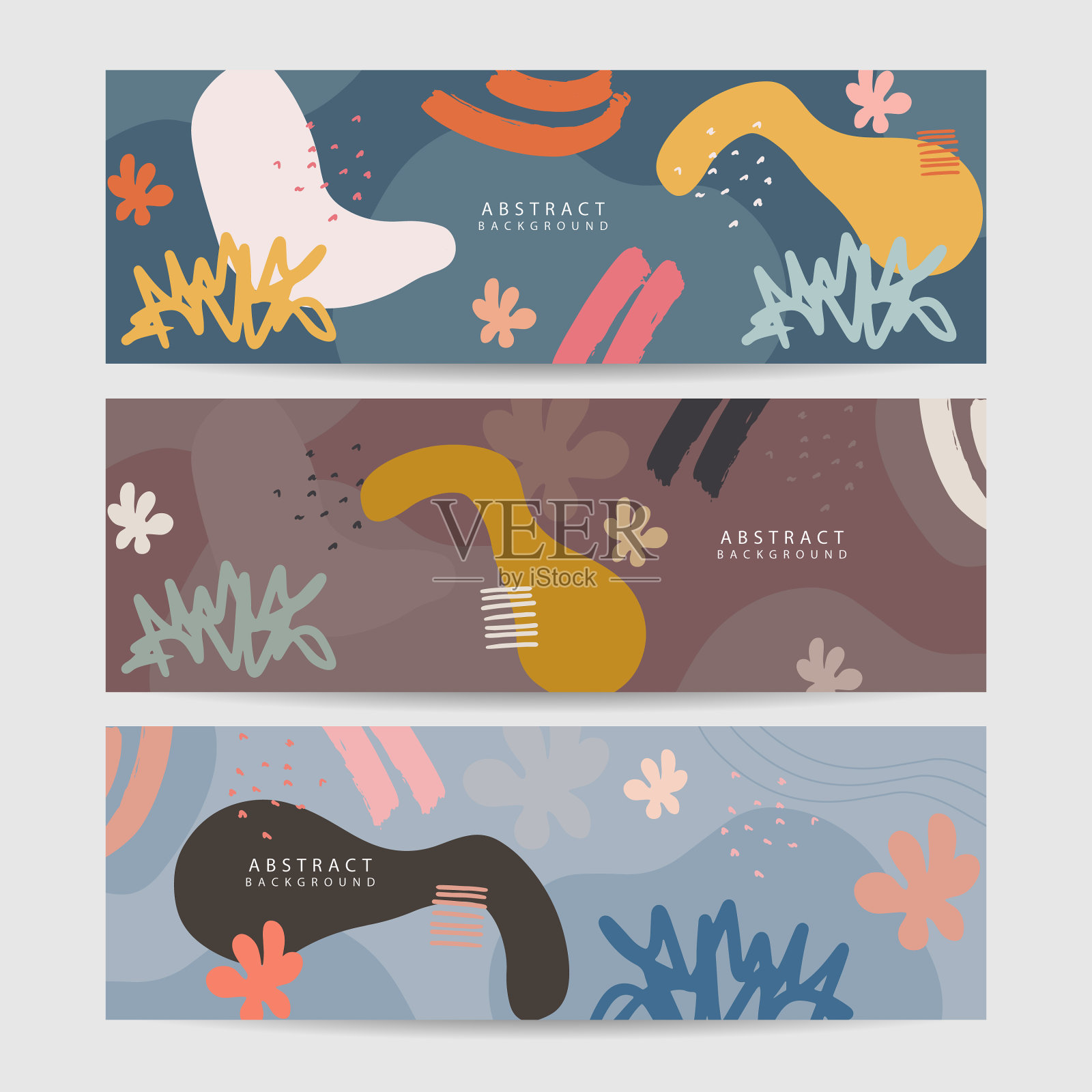 米色大地色调波西米亚花手绘最小插画图片素材