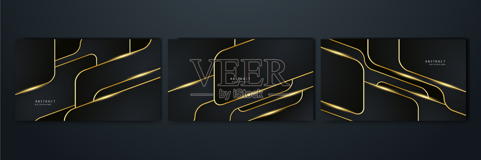 一套优雅的豪华黑色和金色抽象插画图片素材