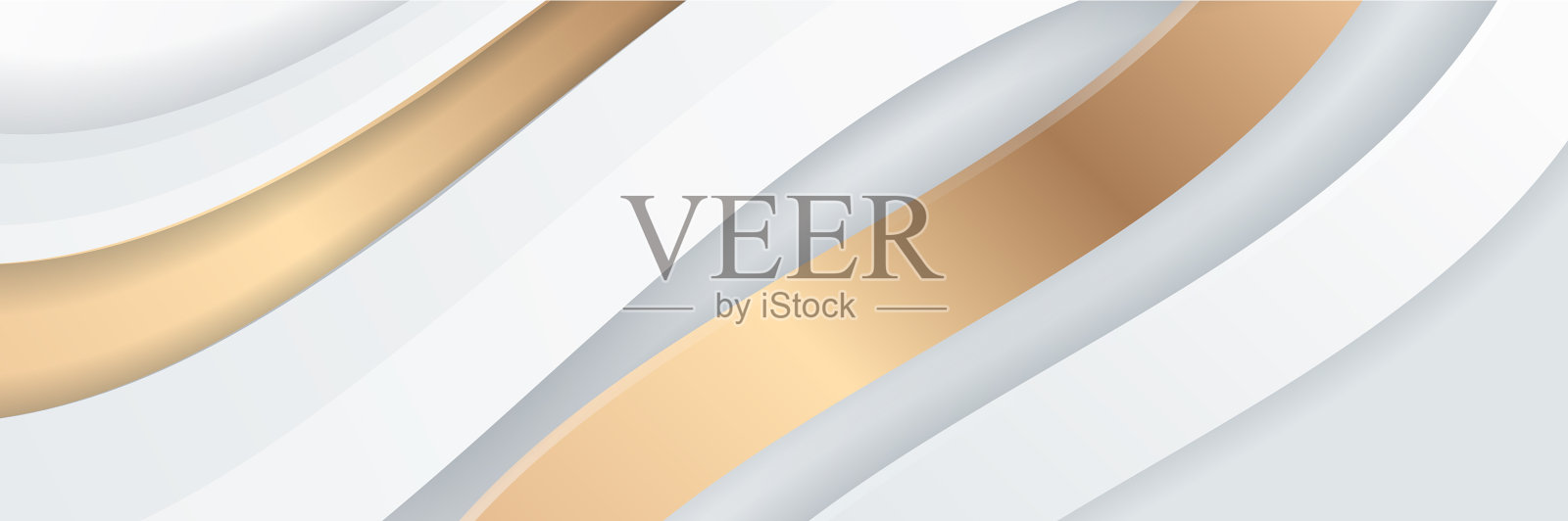 白色背景横幅上抽象的金色线条插画图片素材