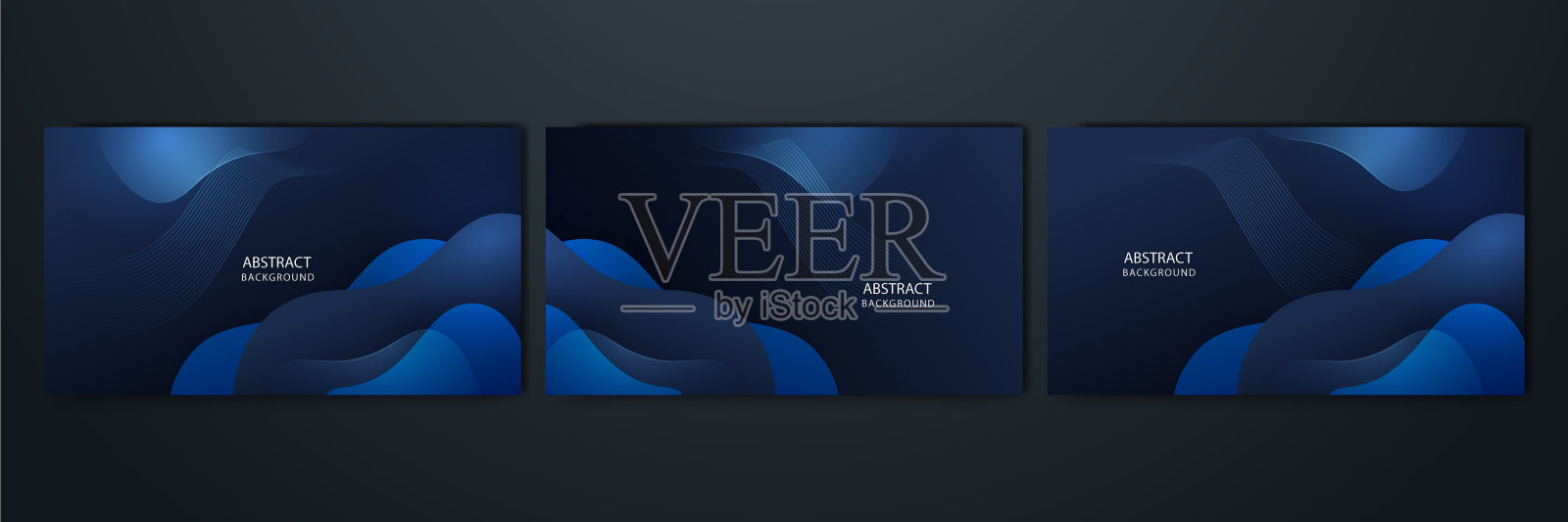 一套现代现实的蓝色与阴影抽象插画图片素材