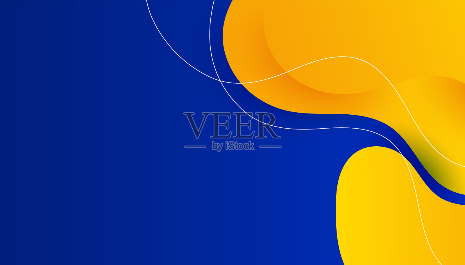 抽象的蓝色和黄色背景与波浪插画图片素材