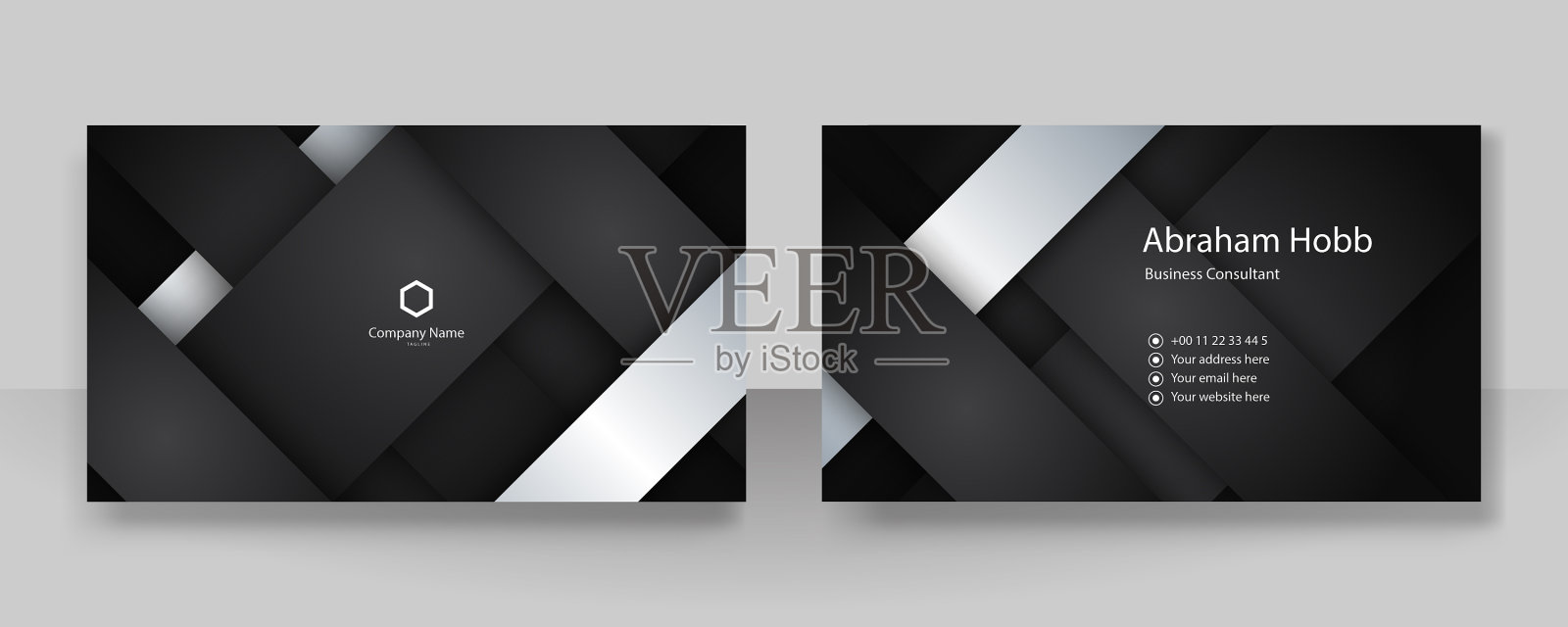 简单的黑色和银白色名片插画图片素材