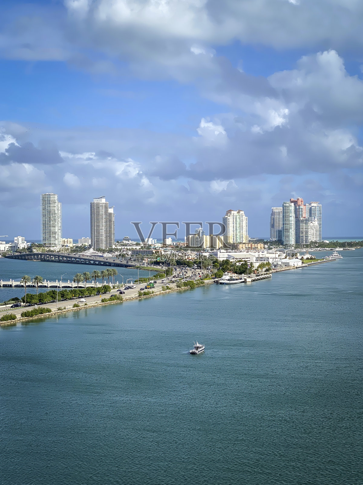 迈阿密海滩天际线的风景，佛罗里达州，美国照片摄影图片