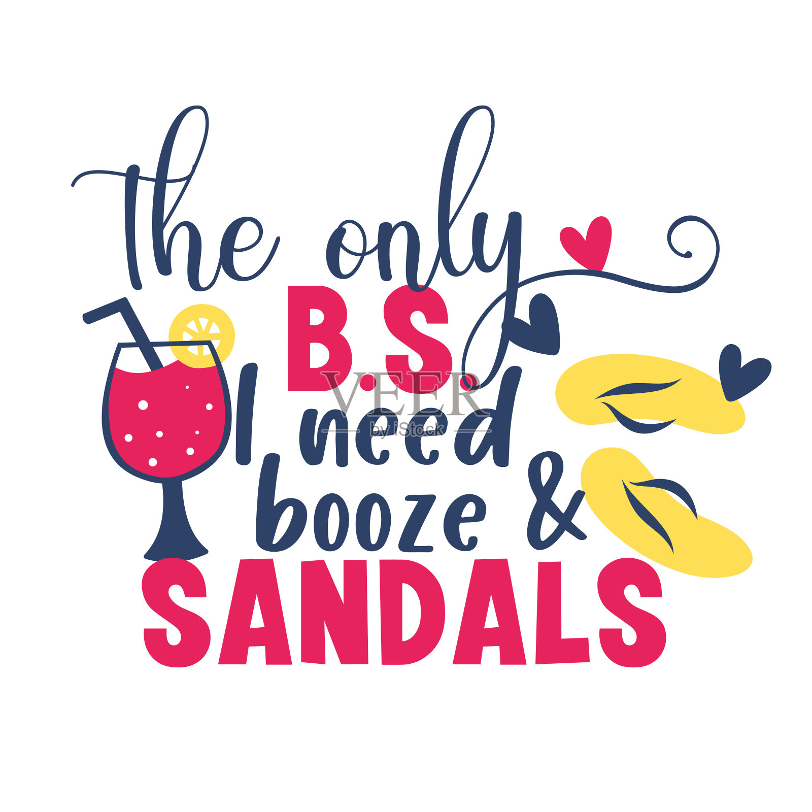 夏天手写的信心理健康报价。现代印刷口号。插画图片素材