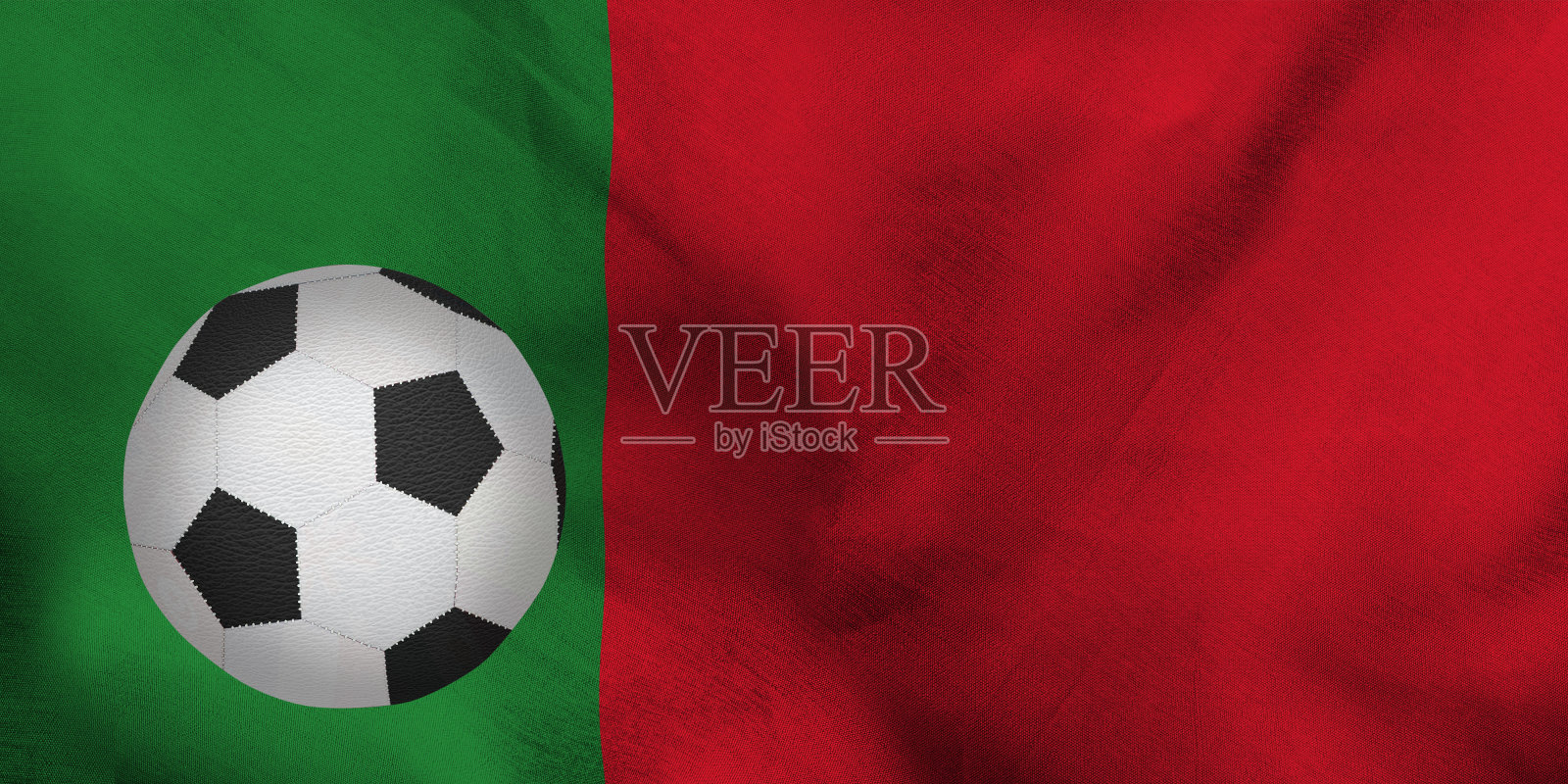 足球在葡萄牙国旗的背景下照片摄影图片