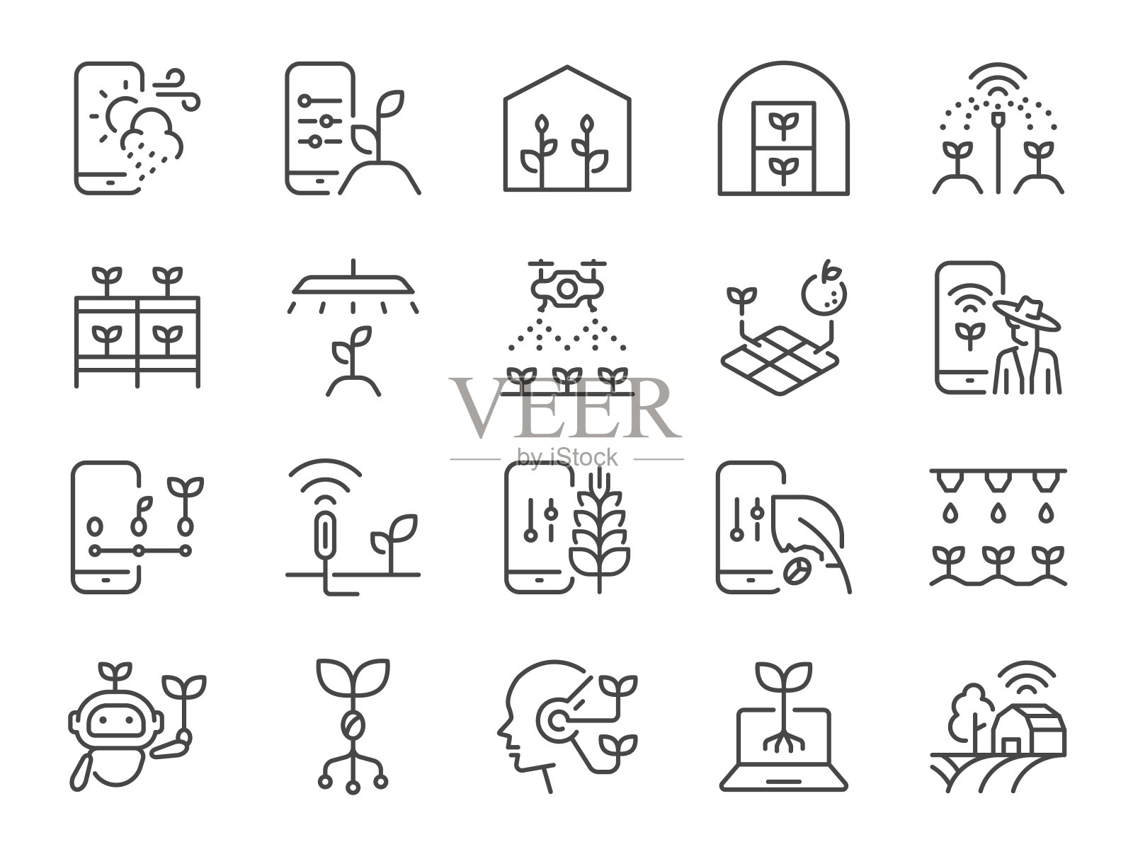 Agritech图标集。它包括农业技术，智能农业，农民，农场和更多的图标。图标素材