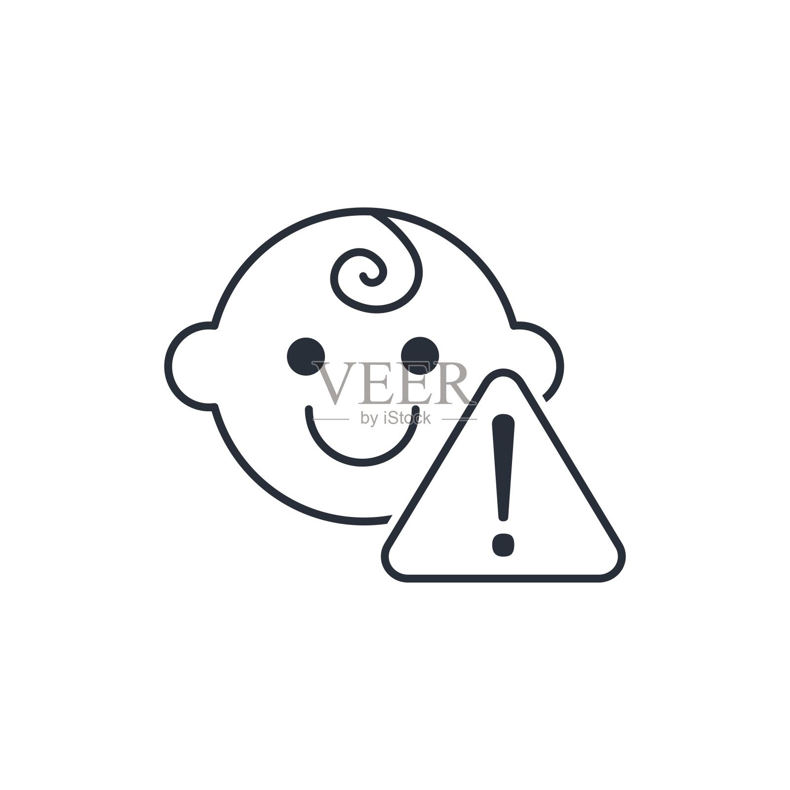 重要的儿童信息。矢量线性图标隔离在白色背景。插画图片素材