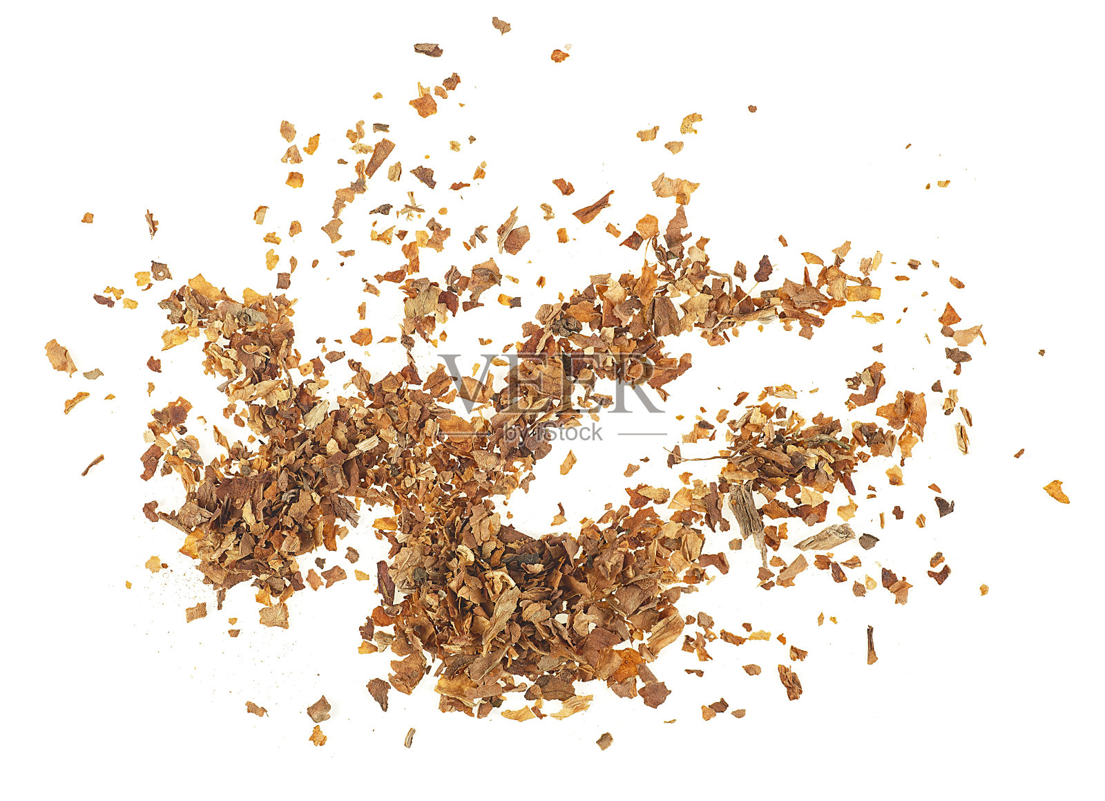 白色背景烟丝堆俯视图照片摄影图片