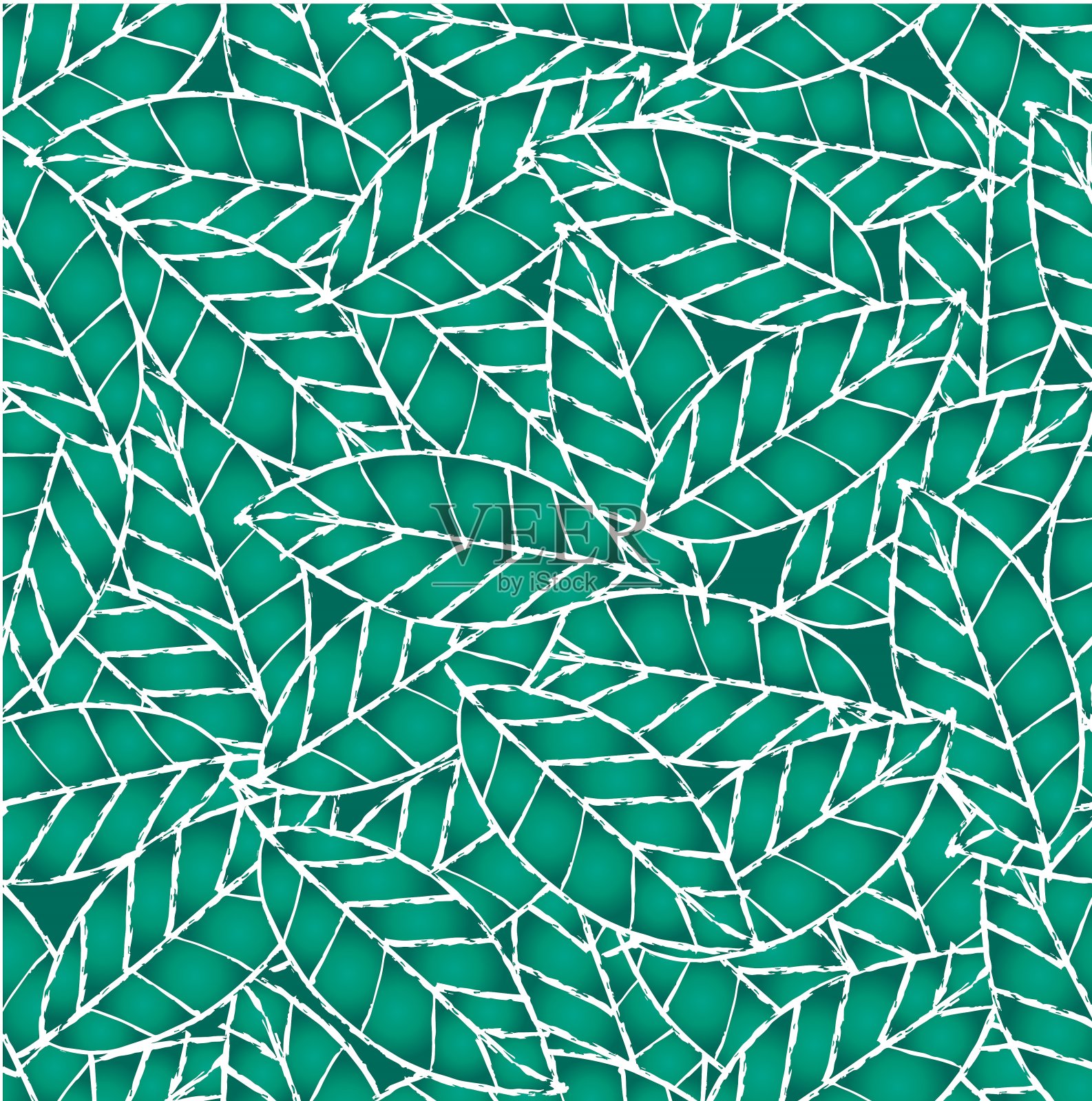 无缝图案涂鸦手绘线条艺术叶插画图片素材