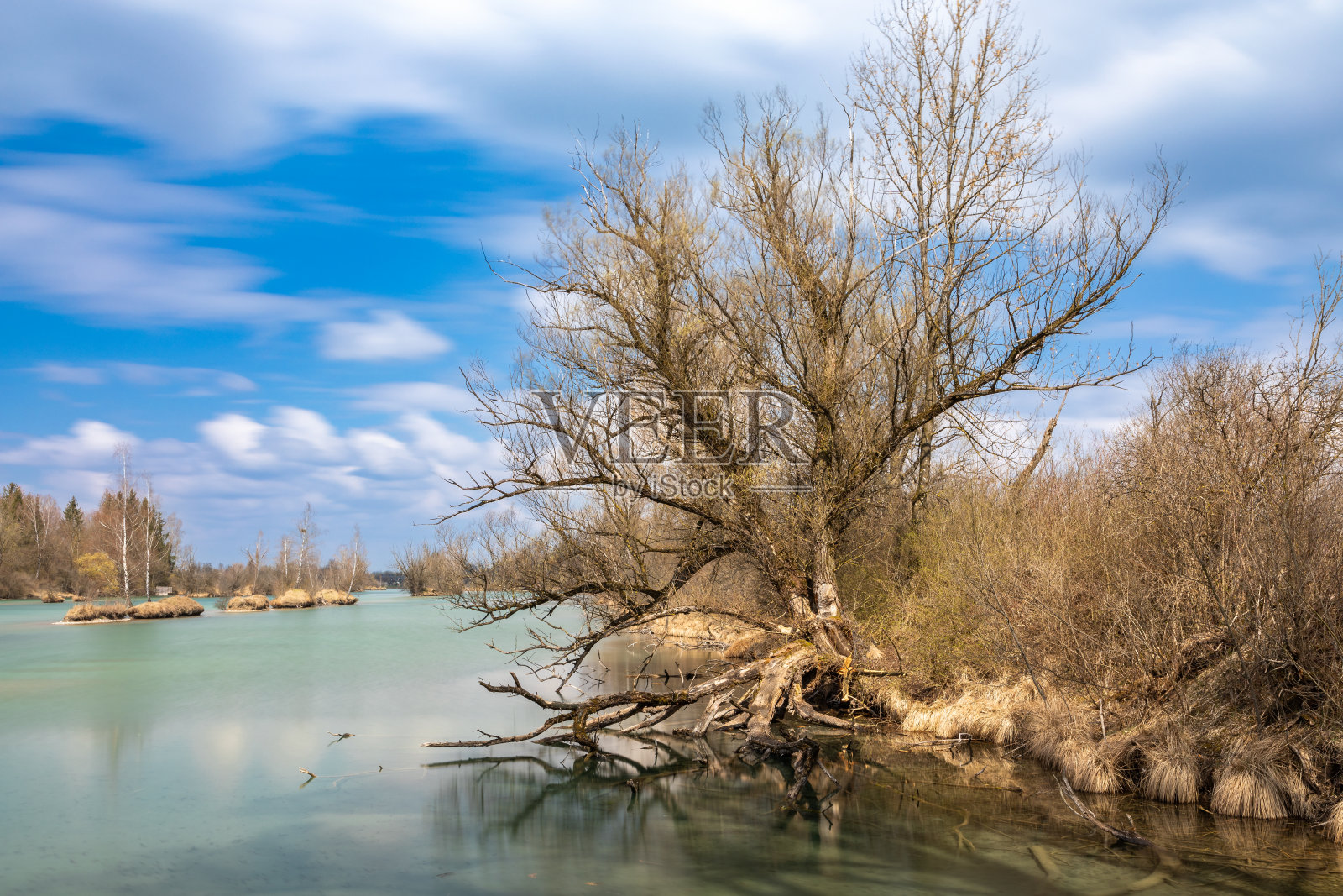Weitmannsee湖中的岛屿照片摄影图片