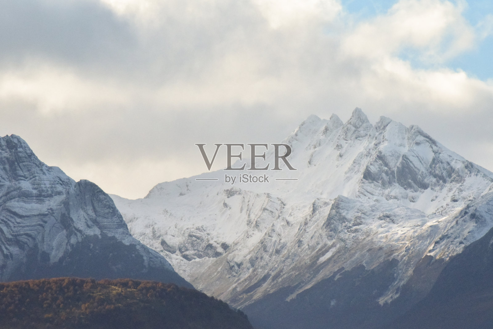 乌斯怀亚白雪皑皑的安第斯山脉。火之国。阿根廷照片摄影图片