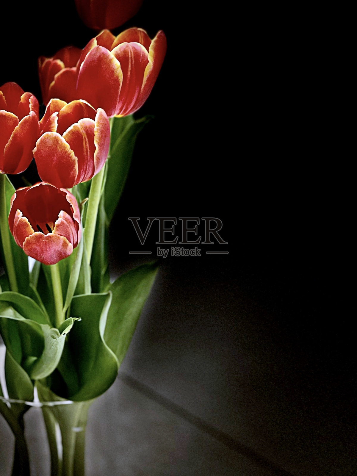 桌面视图郁金香花瓶背景-股票照片照片摄影图片