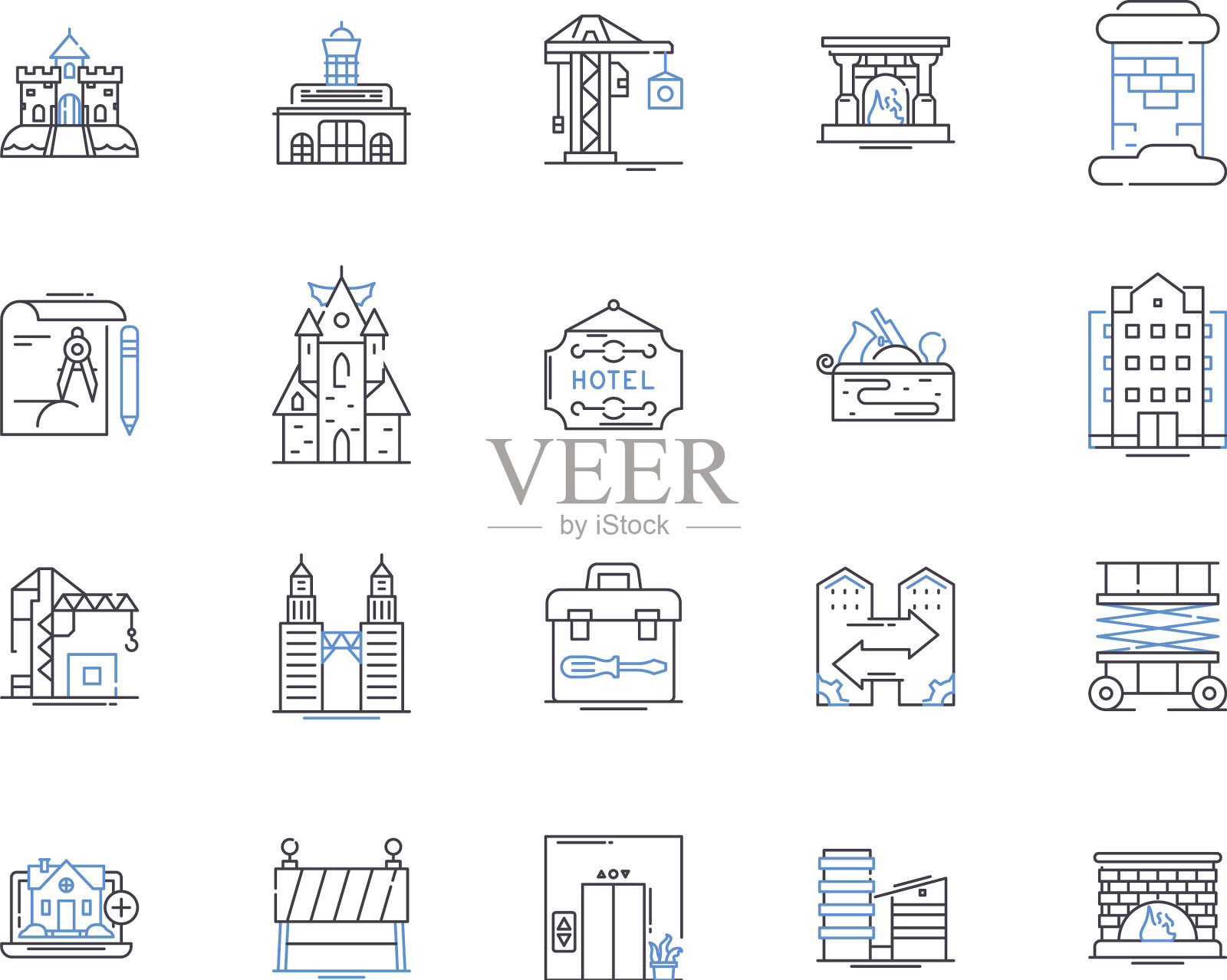 建筑设计大纲图标集合图标素材