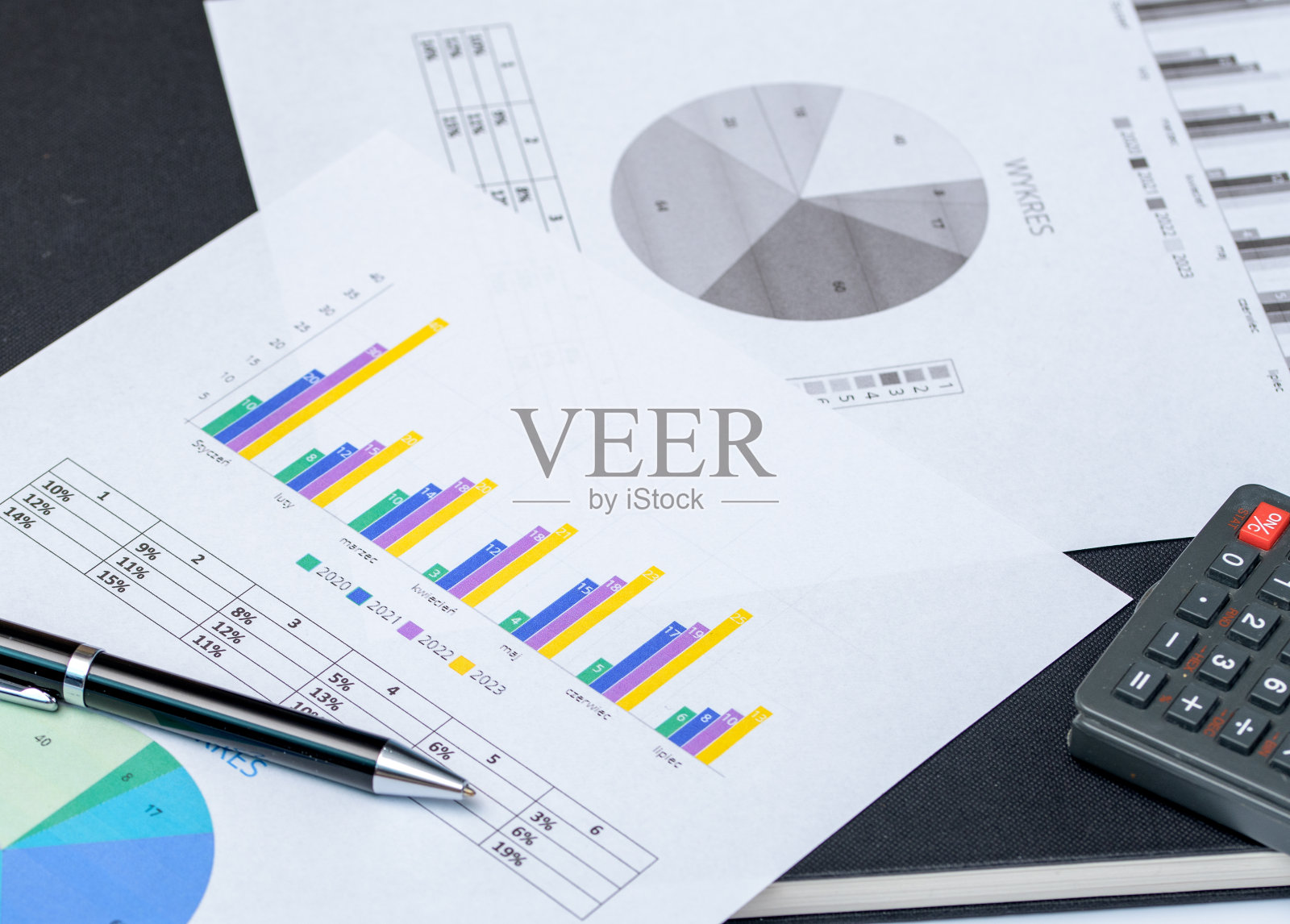 财务分析，统计，饼状图，计算器和图表照片摄影图片