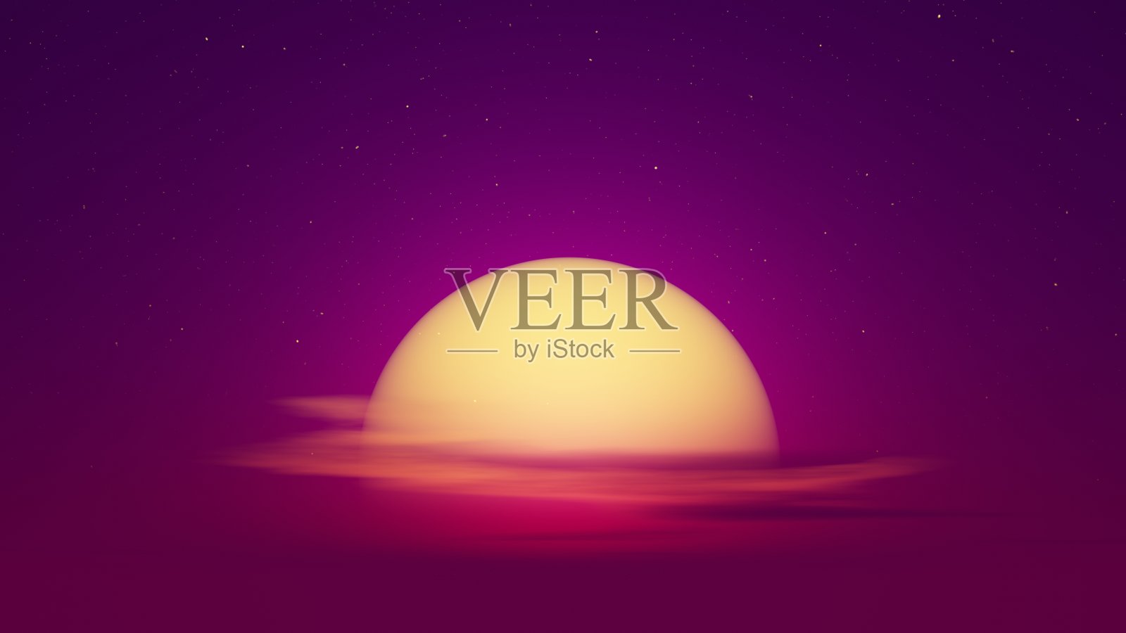 夕阳红紫粉，满天繁星。三维渲染照片摄影图片