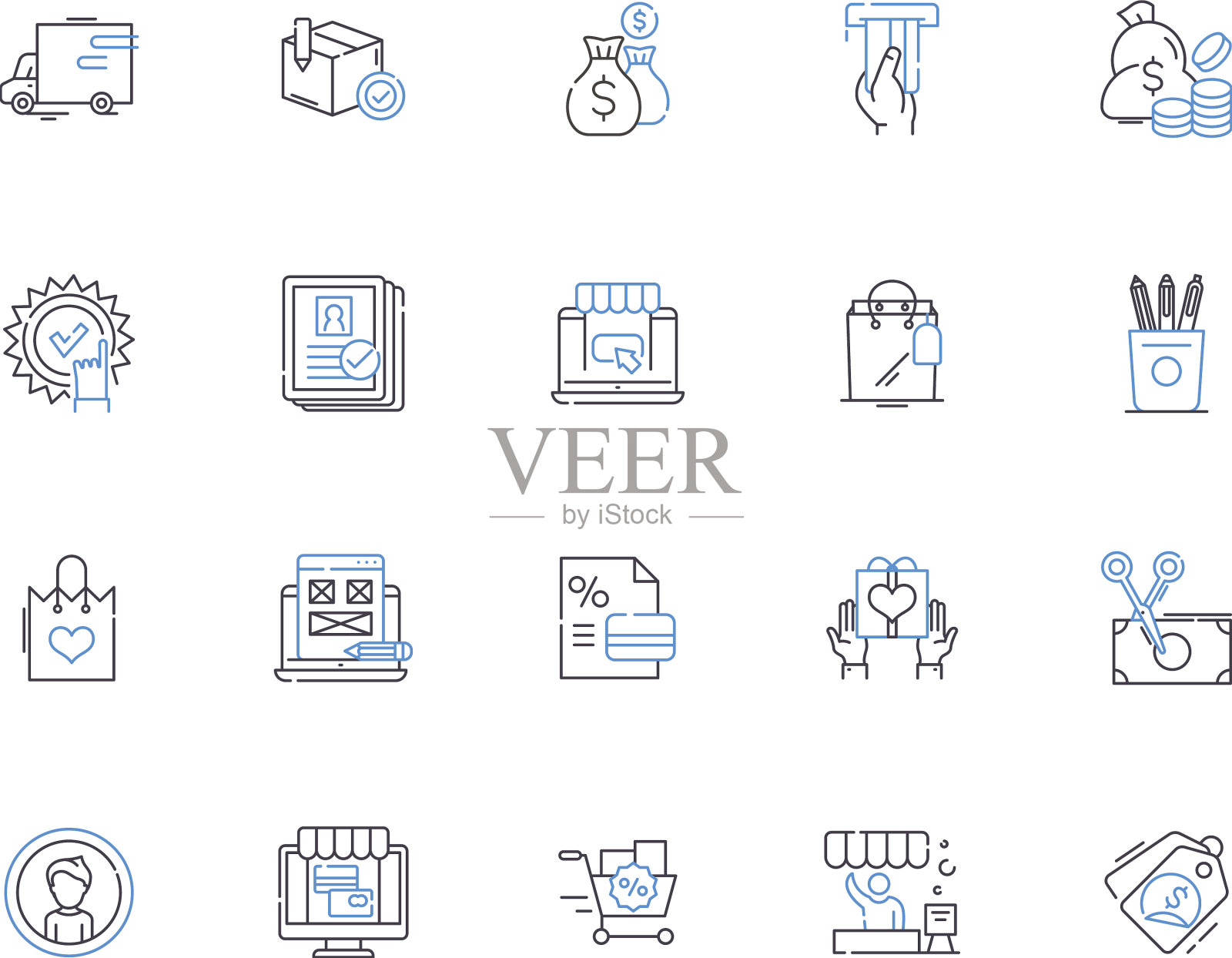 购物者轮廓图标收集购物者图标素材