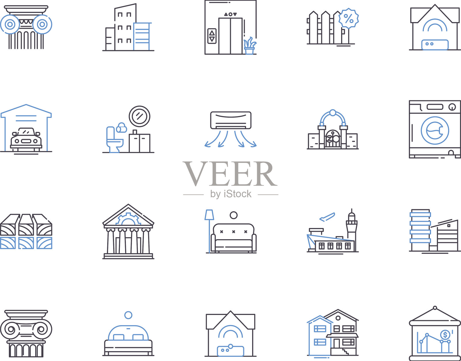 房屋和住宿概述图标收集图标素材